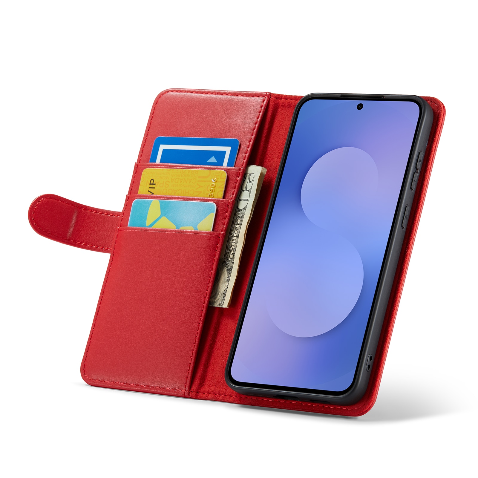 Samsung Galaxy S25 FE Genuine Leather Wallet Case Red