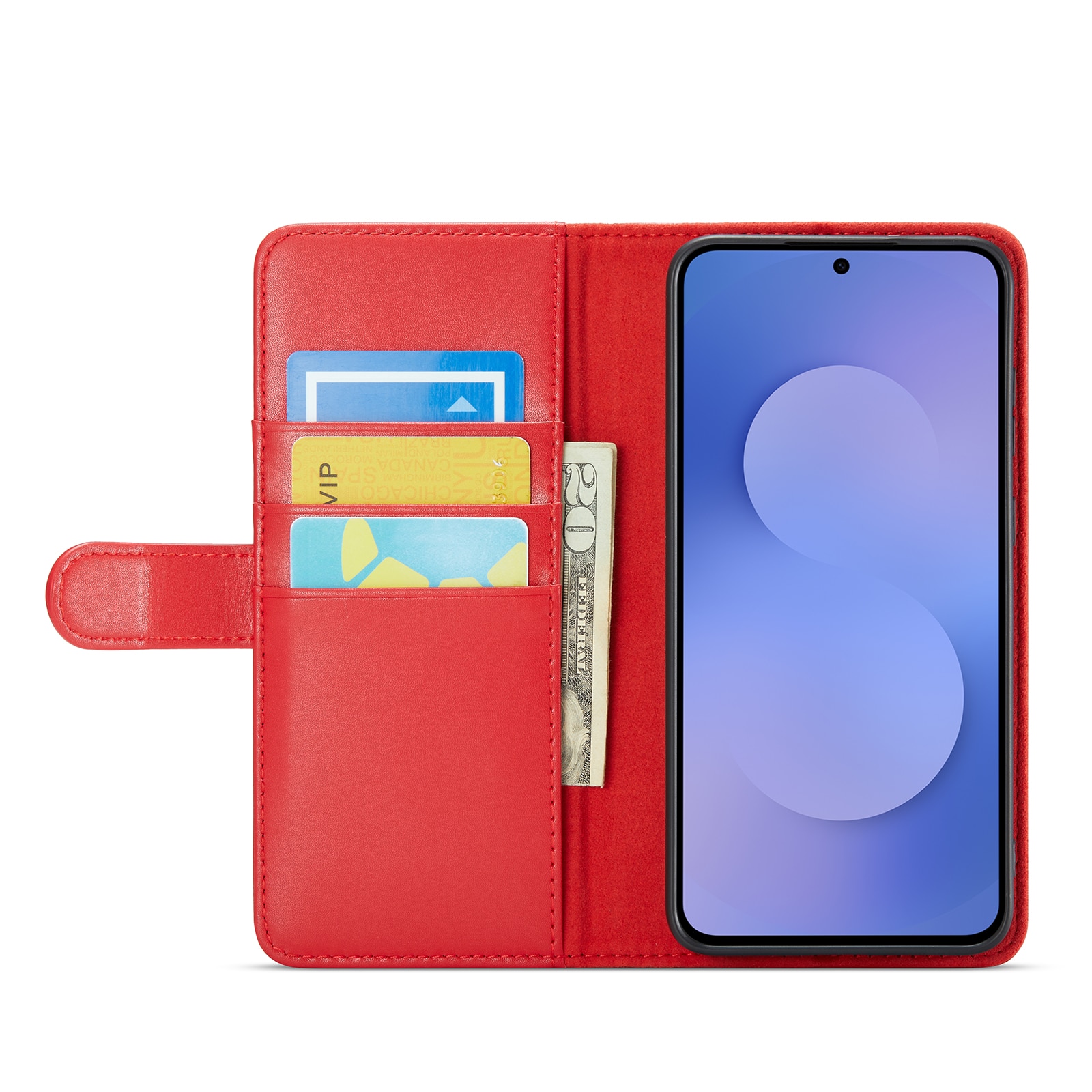 Samsung Galaxy S25 FE Genuine Leather Wallet Case Red
