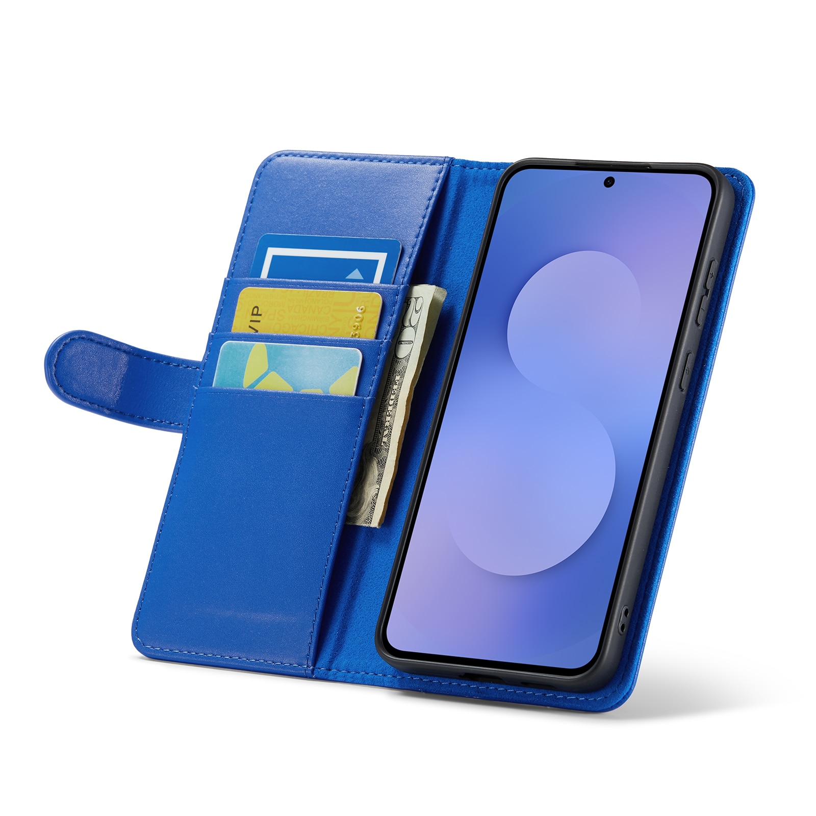 Samsung Galaxy S25 FE Genuine Leather Wallet Case Blue