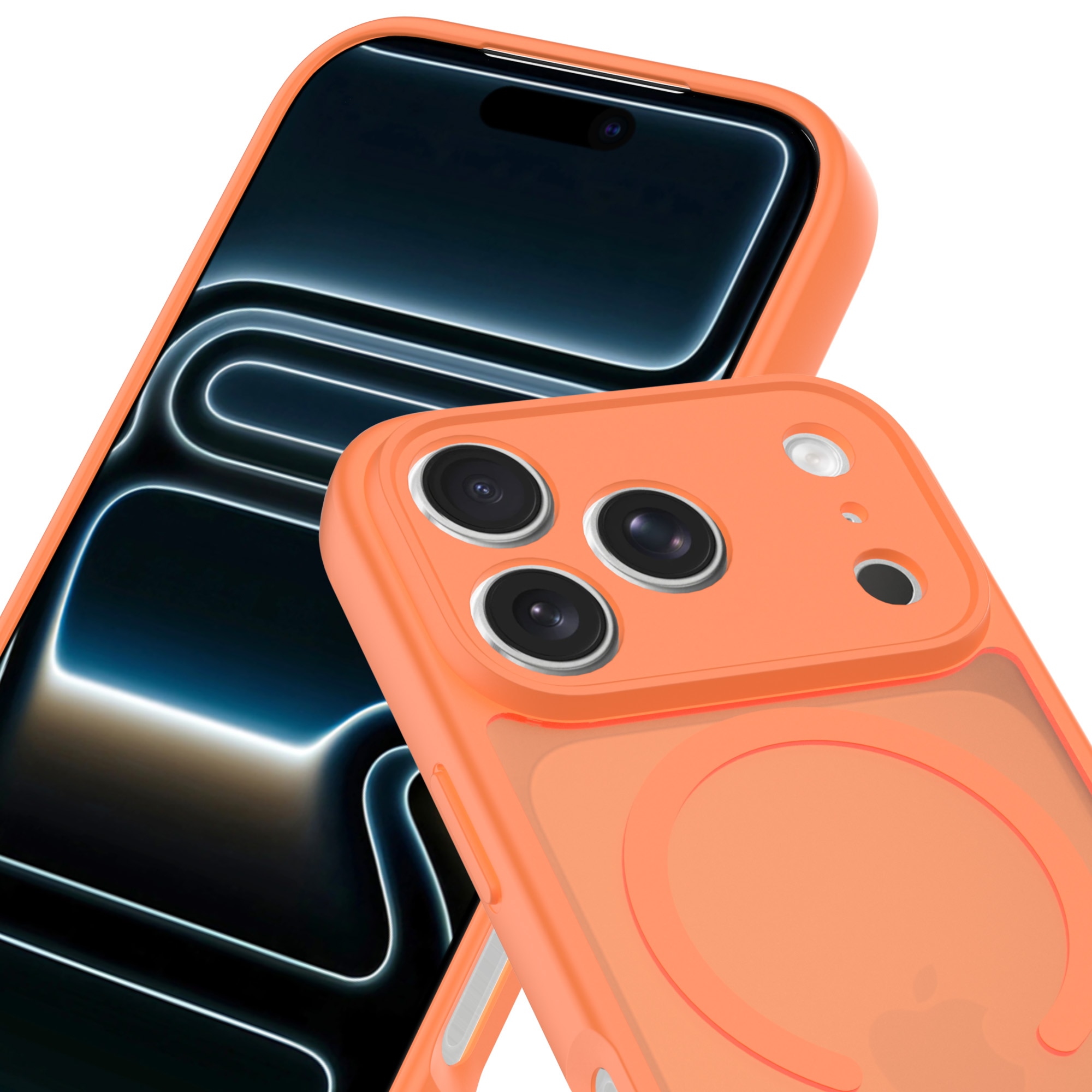 Magnetic Hybrid Case iPhone 17 Pro Max Frosted Orange