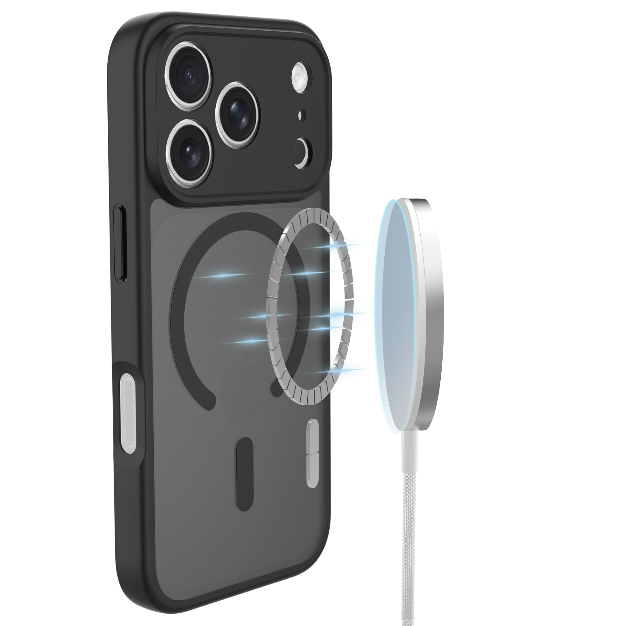 Magnetic Hybrid Case iPhone 17 Pro Max Frosted Black