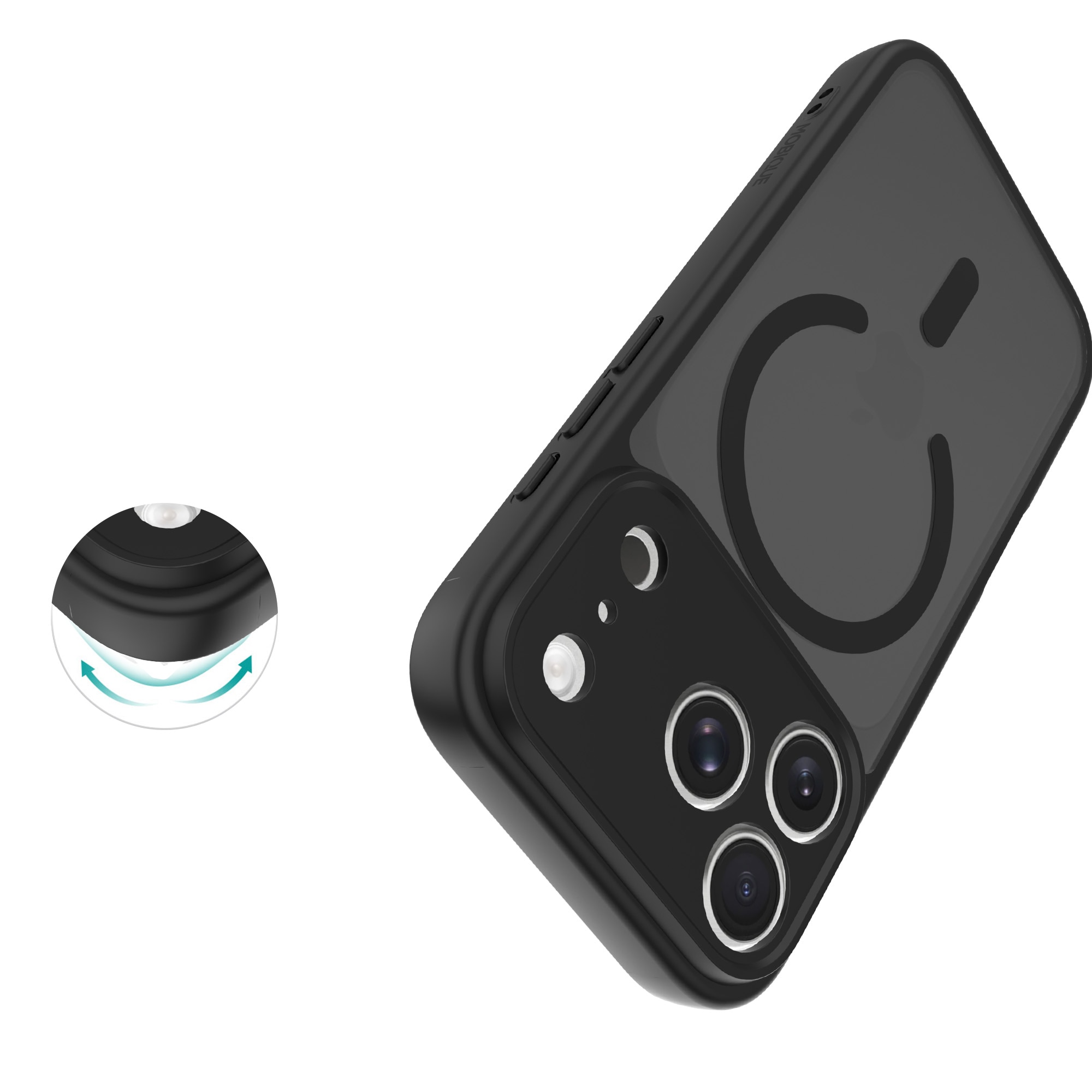 Magnetic Hybrid Case iPhone 17 Pro Max Frosted Black