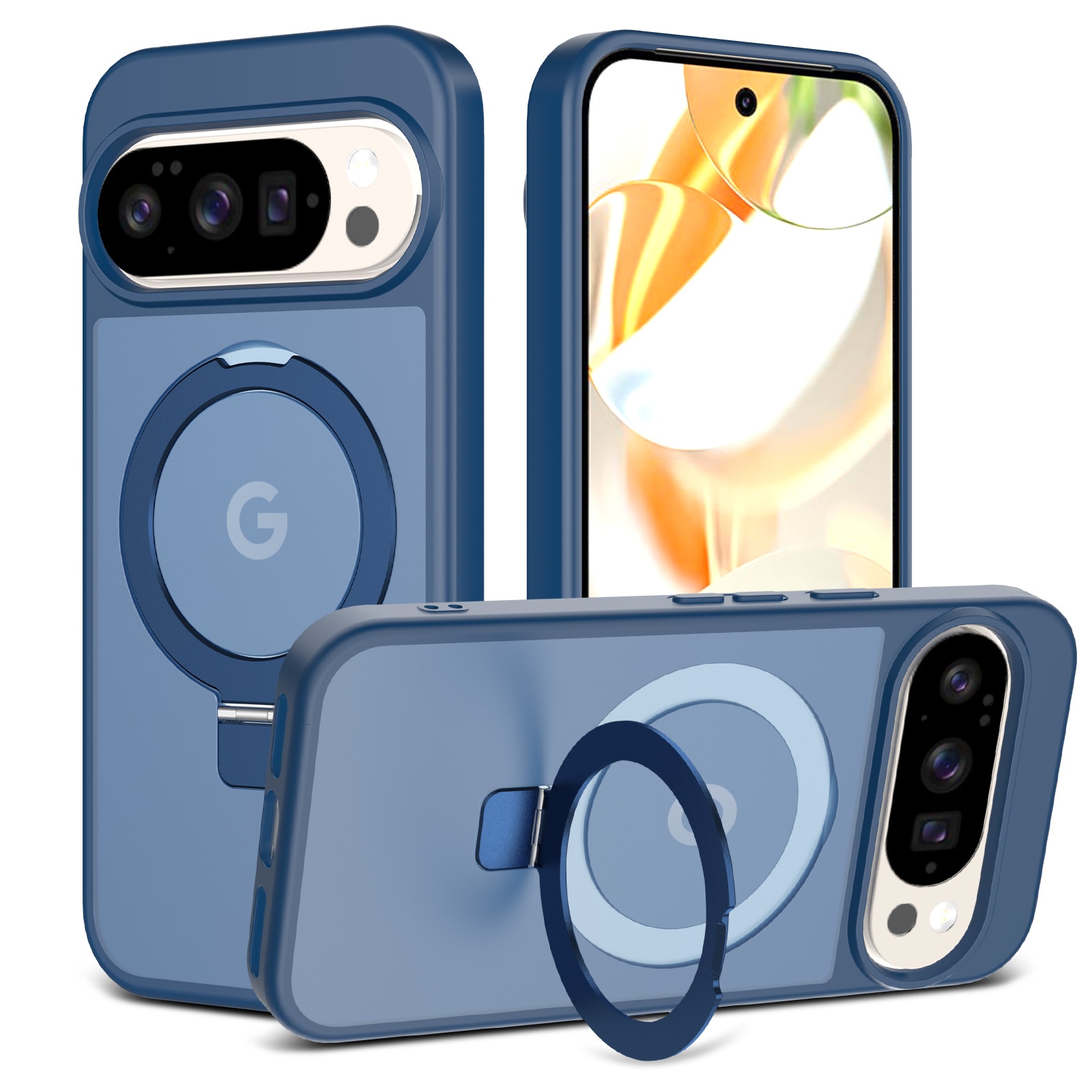Google Pixel 9 Pro Hybrid Case Magnetic Ring Dark Blue