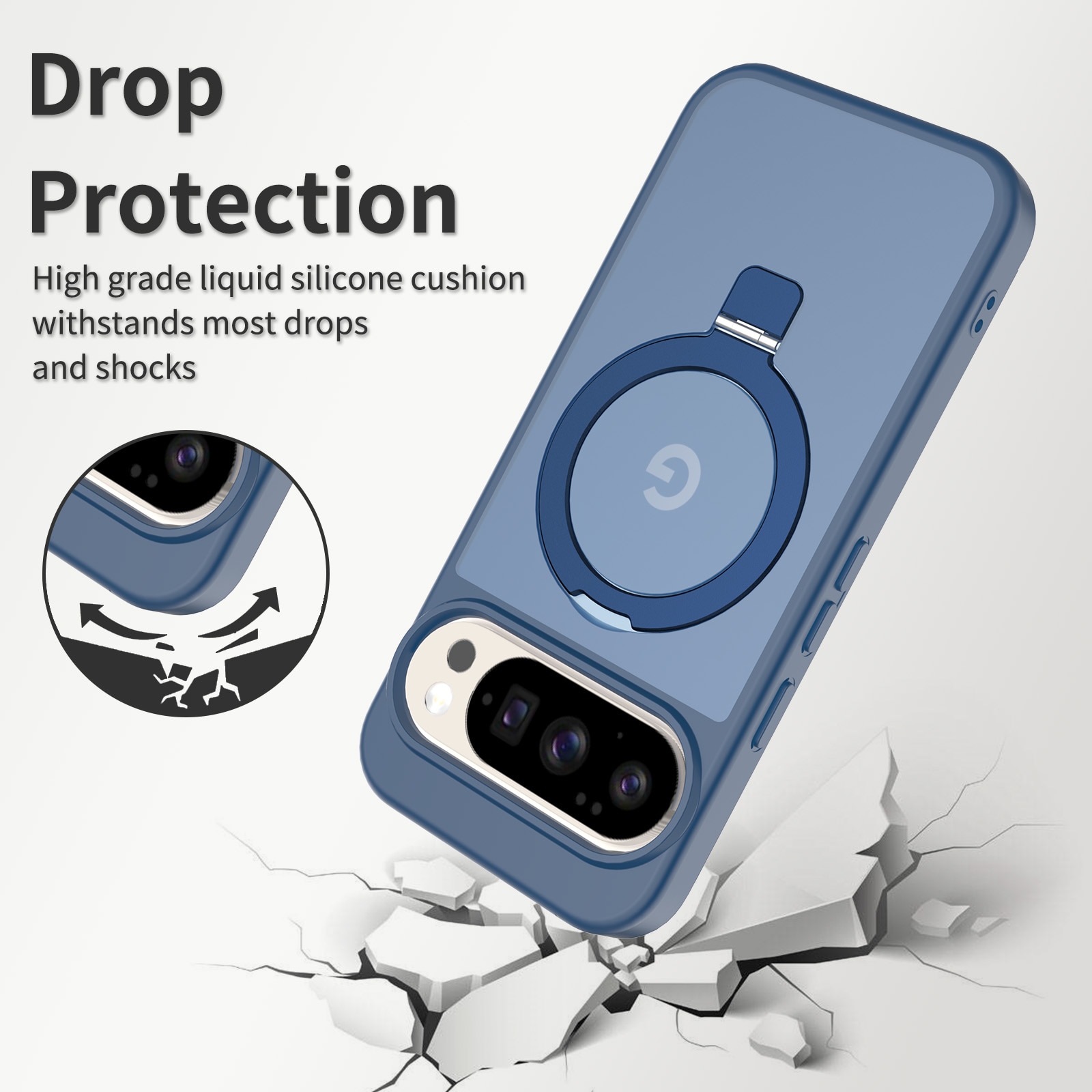 Google Pixel 9 Pro Hybrid Case Magnetic Ring Dark Blue