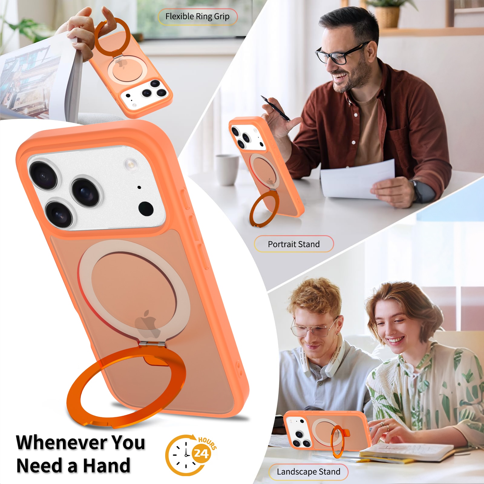 iPhone 17 Pro Max Hybrid Case Magnetic Ring Orange