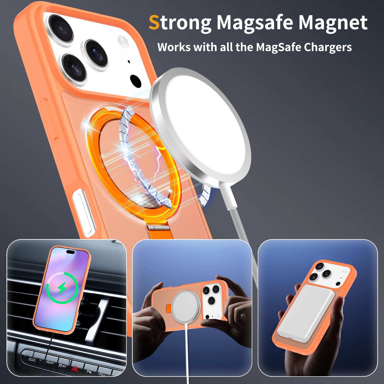 iPhone 17 Pro Max Hybrid Case Magnetic Ring Orange