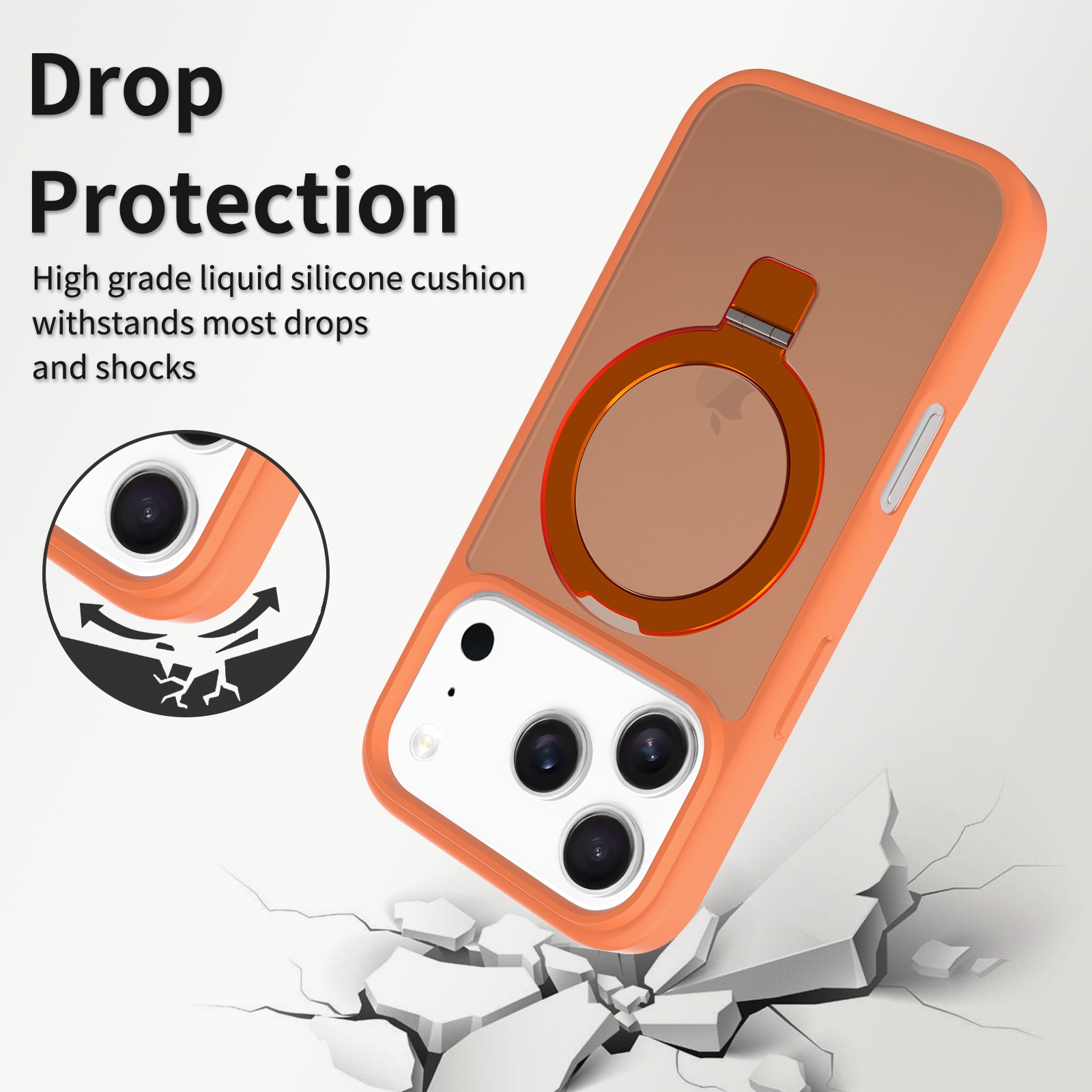 iPhone 17 Pro Max Hybrid Case Magnetic Ring Orange