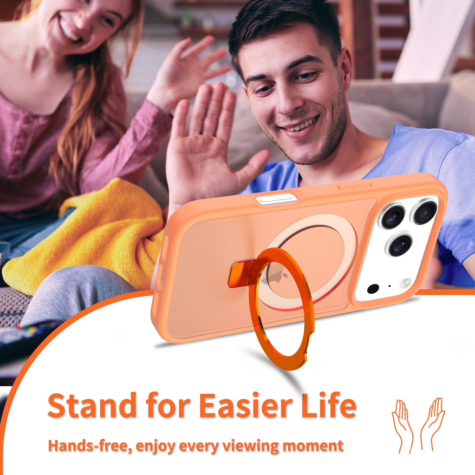 iPhone 17 Pro Max Hybrid Case Magnetic Ring Orange