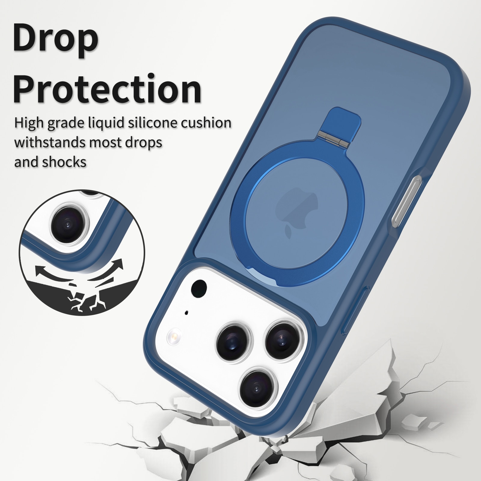 iPhone 17 Pro Max Hybrid Case Magnetic Ring Dark Blue