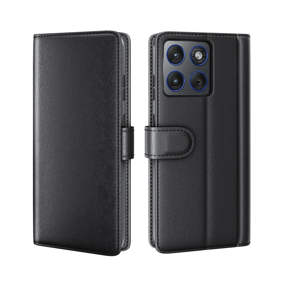 Motorola Edge 70 Genuine Leather Wallet Case Black