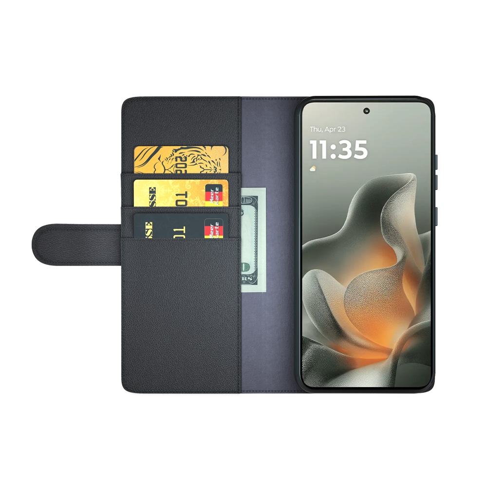 Motorola Edge 70 Genuine Leather Wallet Case Black
