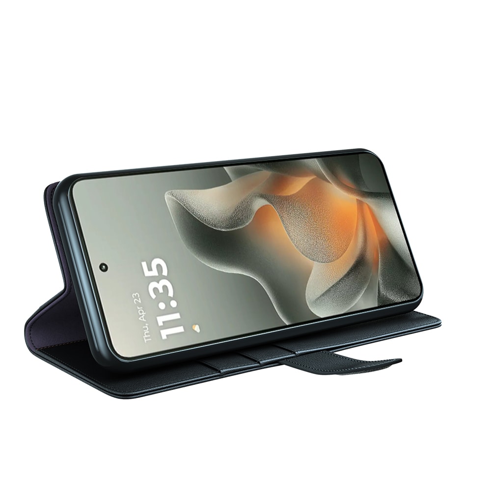 Motorola Edge 70 Genuine Leather Wallet Case Black