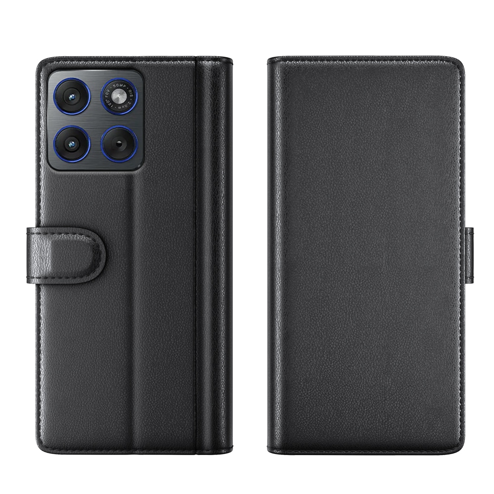 Motorola Edge 70 Genuine Leather Wallet Case Black