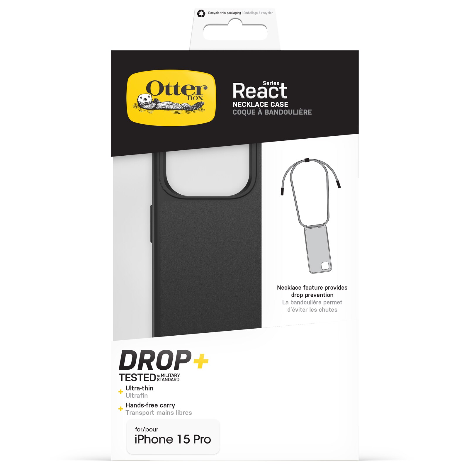 iPhone 15 Pro React Necklace MagSafe Case Black