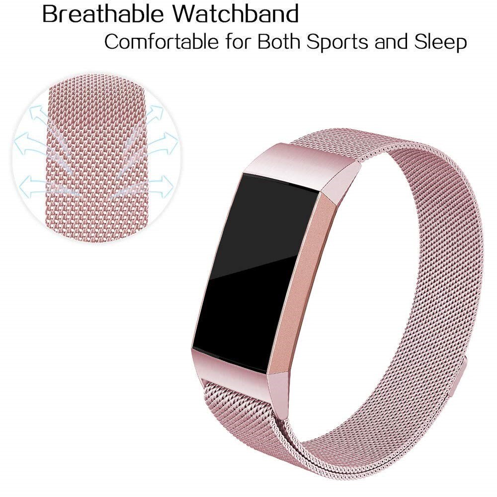 Fitbit Charge 4/Charge 3 Milanese Loop Band Pink
