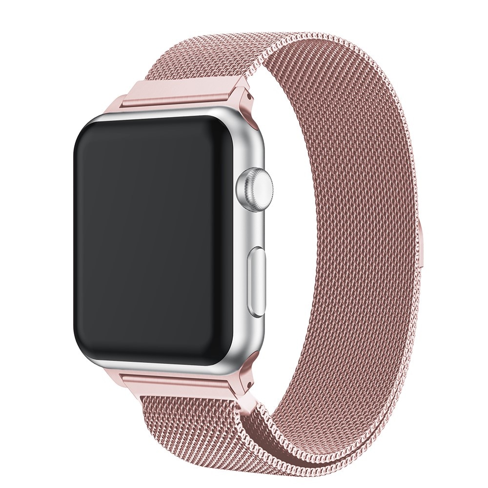 Apple Watch 41mm Series 9 Milanese Loop Band Pink Gold