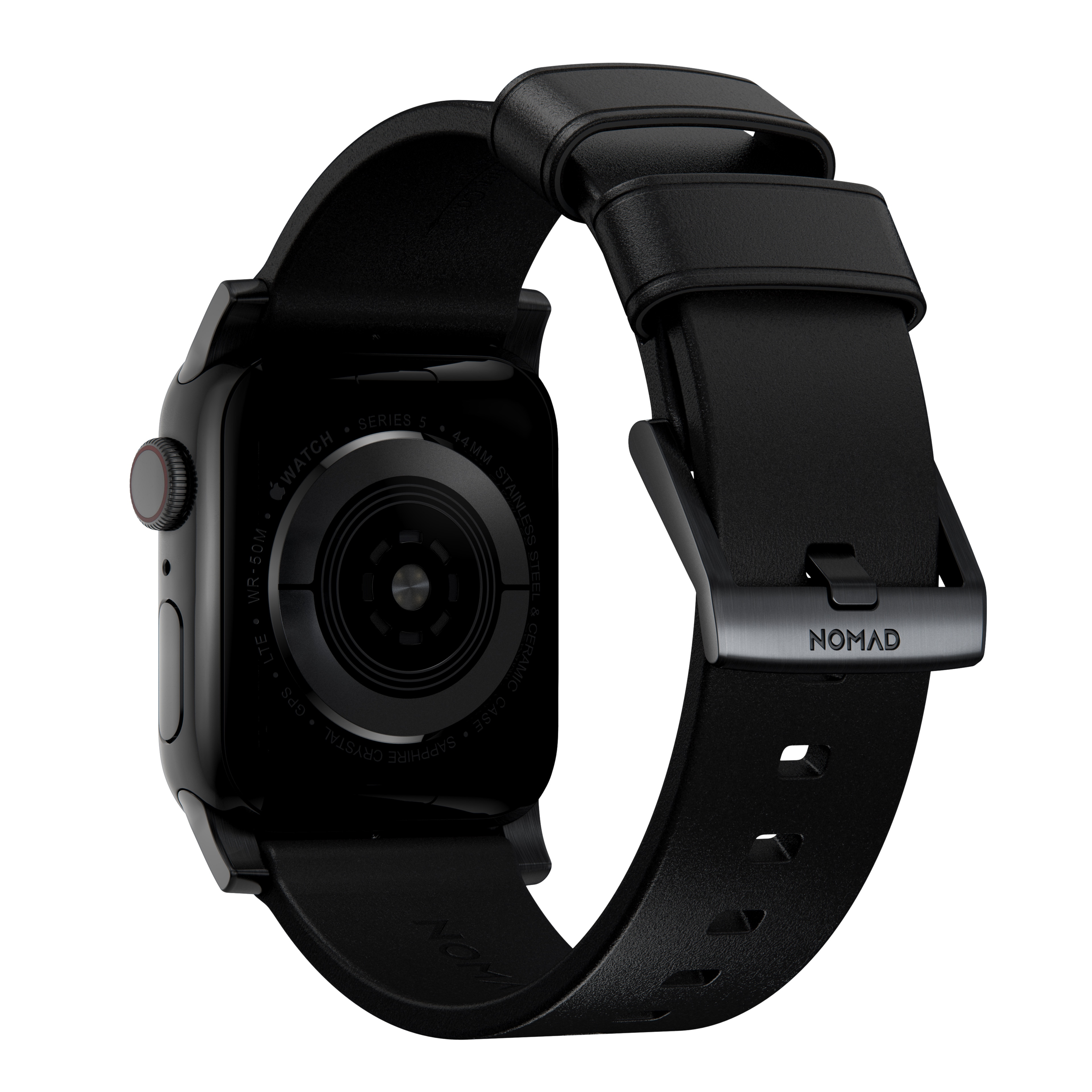 Apple Watch 44mm Modern Band Horween Leather Black (Black Hardware)