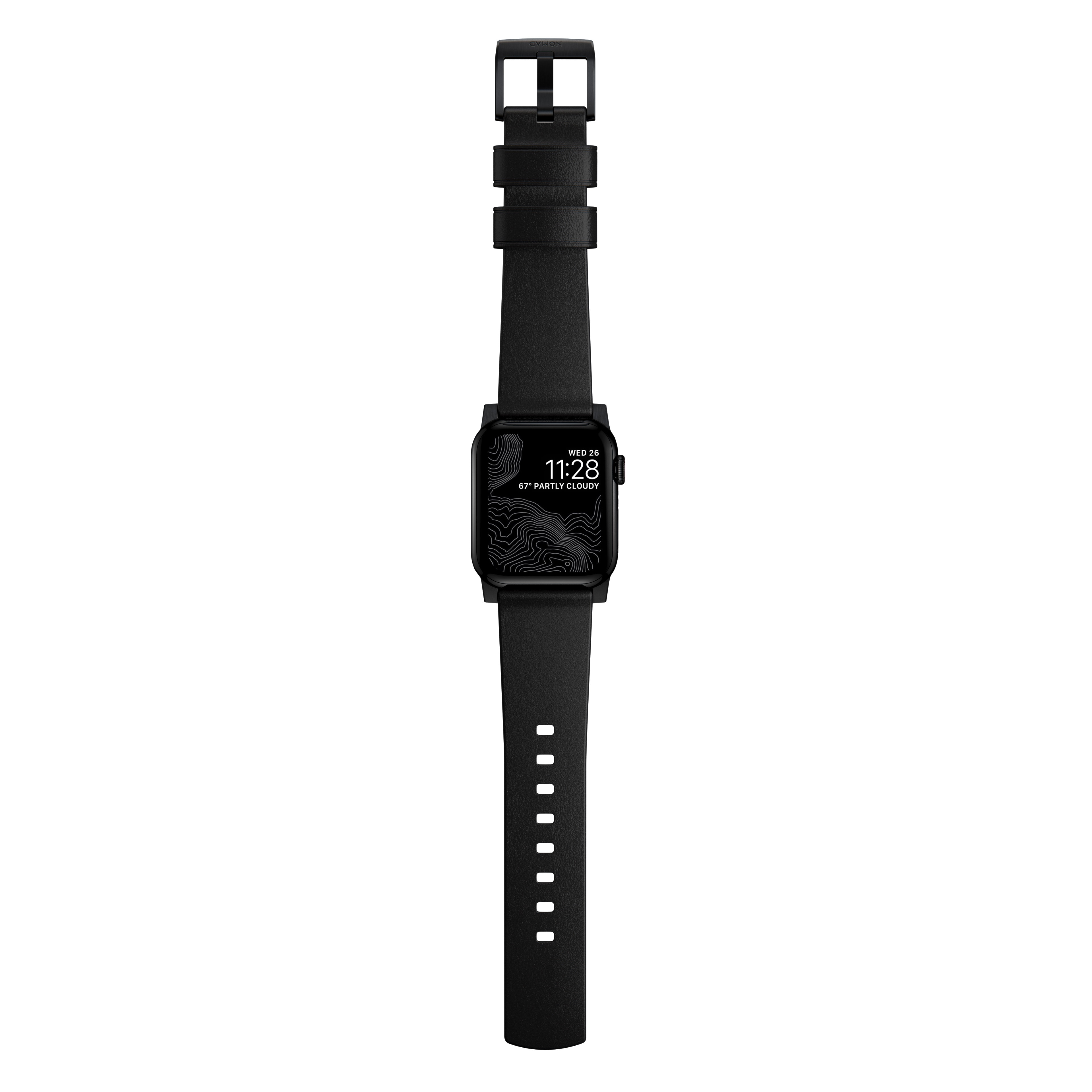 Apple Watch 44mm Modern Band Horween Leather Black (Black Hardware)