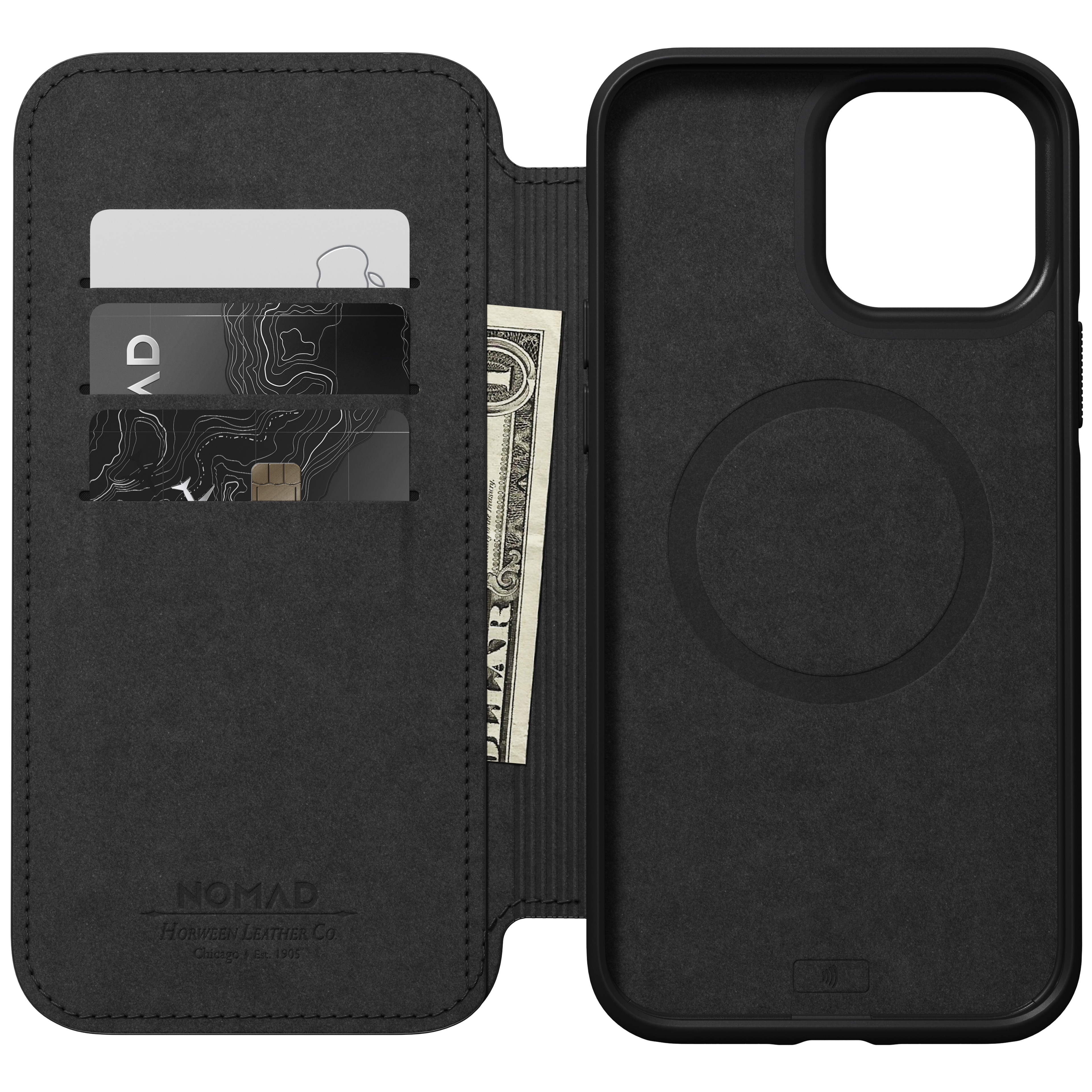 iPhone 13 Pro Max Modern Horween Leather Folio MagSafe Black