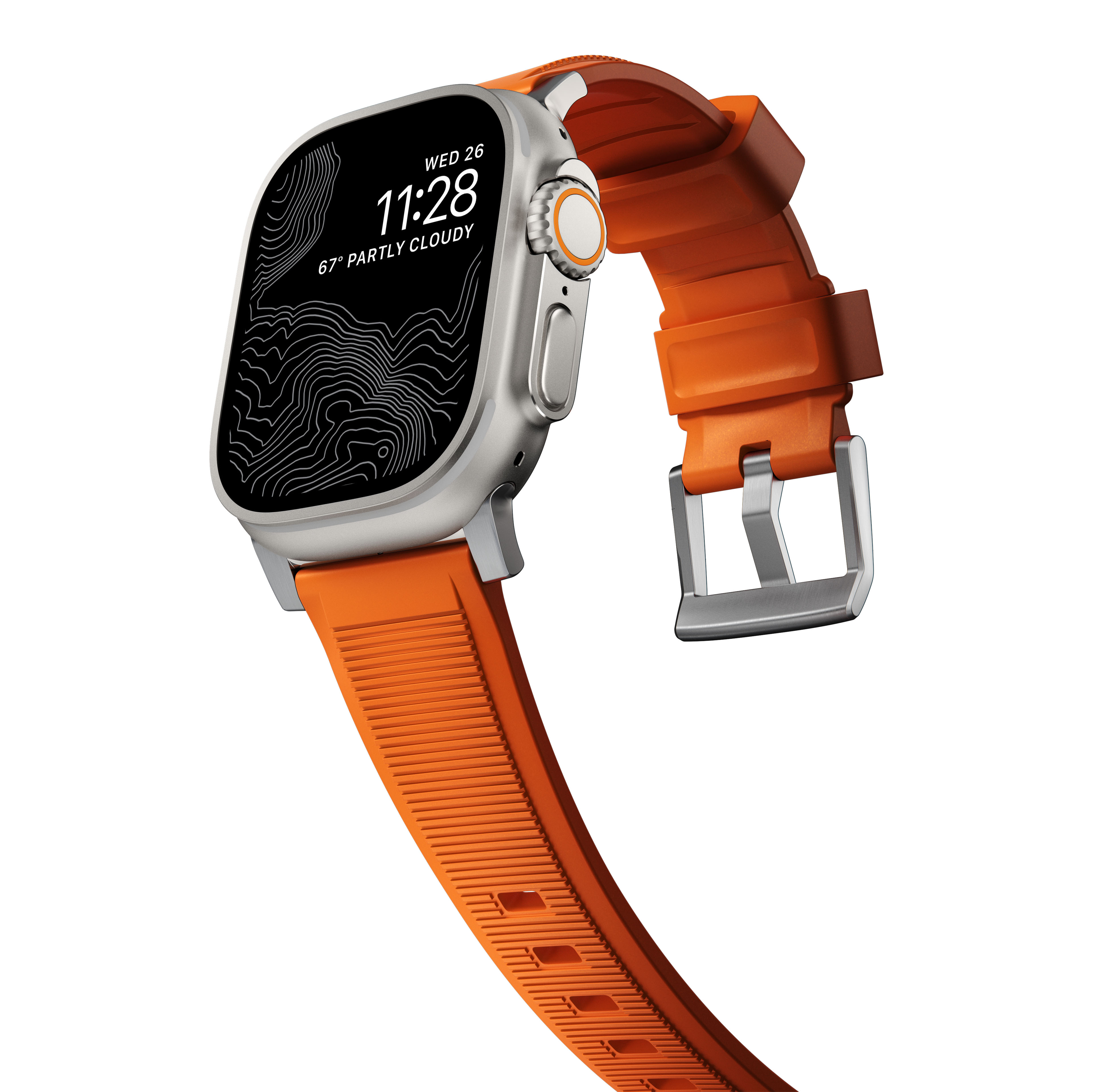 Apple Watch 44mm Rugged Band Ultra Orange (Silver Hardware)