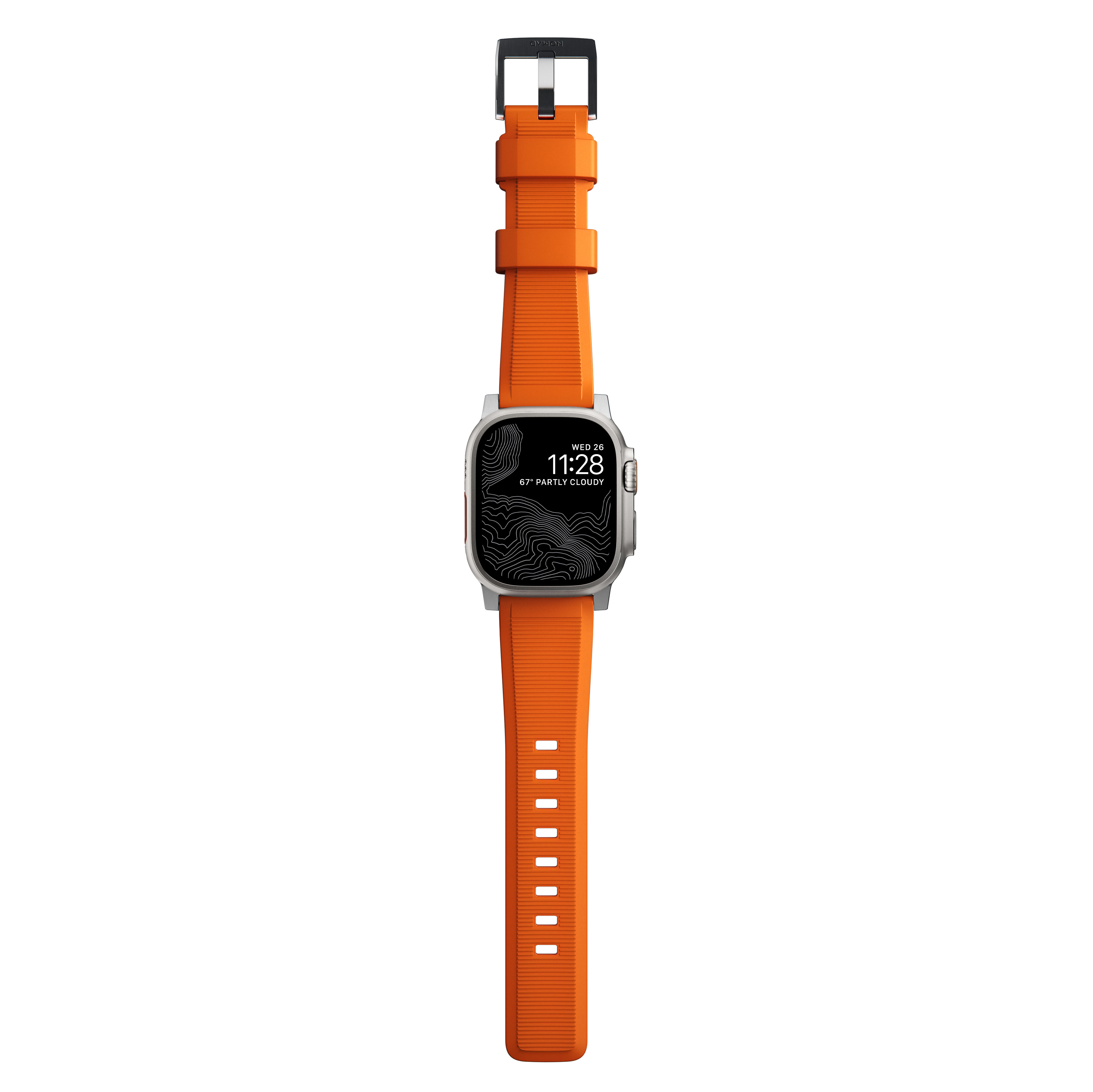 Apple Watch 44mm Rugged Band Ultra Orange (Silver Hardware)