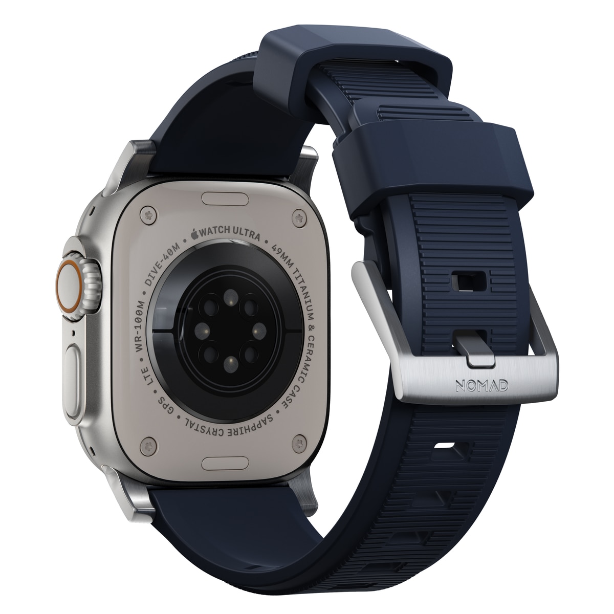 Apple Watch SE 44mm Rugged Band Atlantic Blue (Silver Hardware)