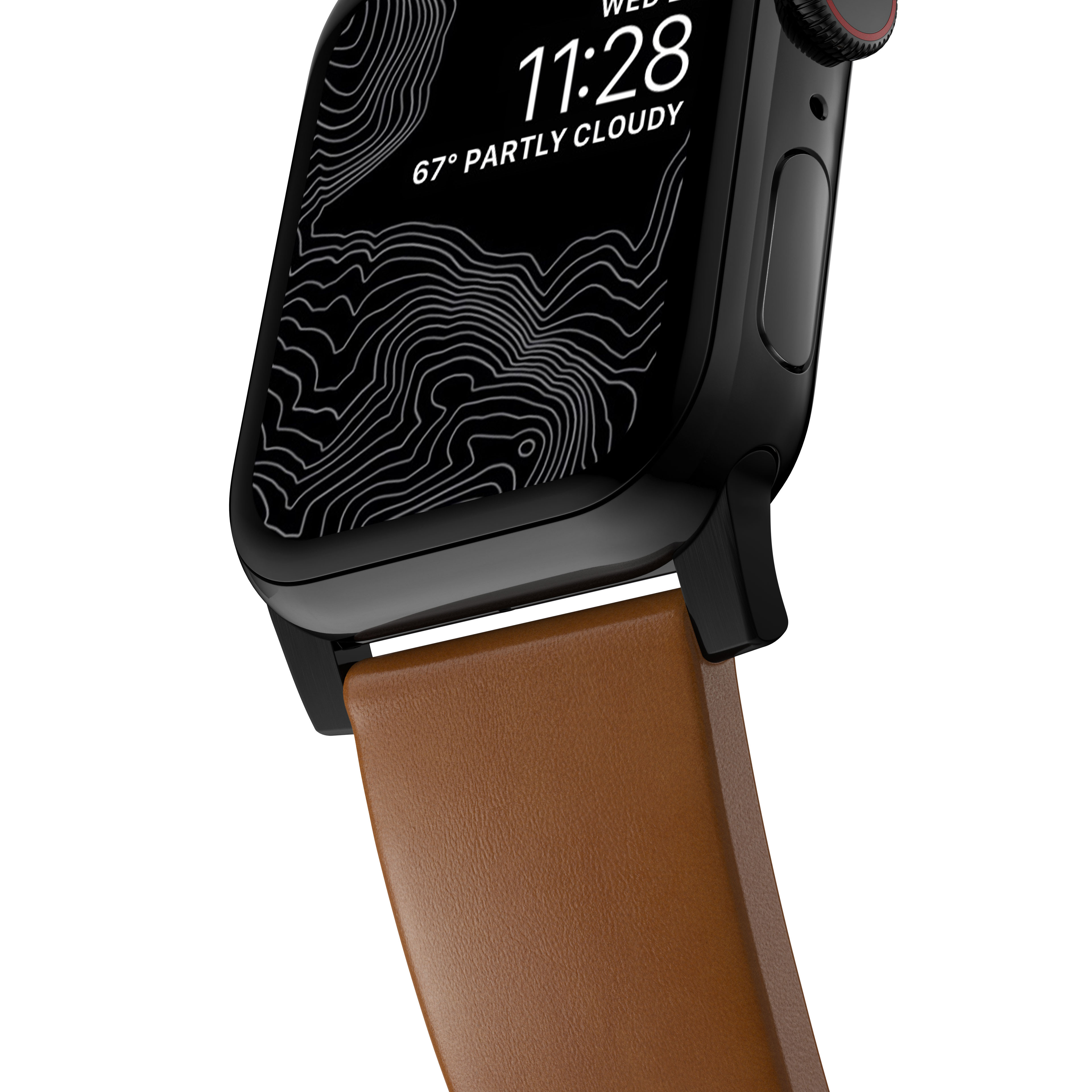 Apple Watch 45mm Series 8 Modern Leather Band English Tan (Black Hardware)