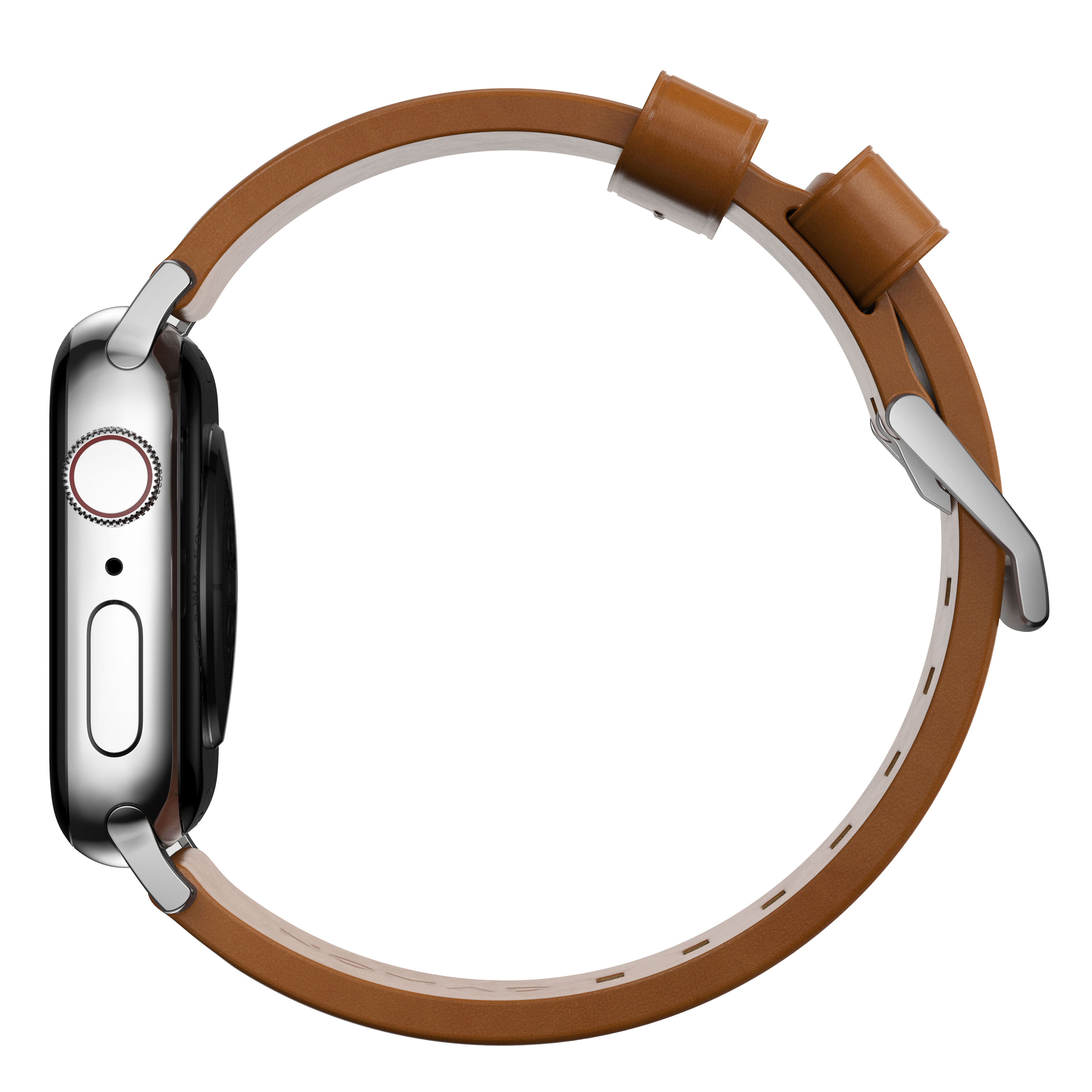 Apple Watch 42/44/45/49 mm Modern Leather Band English Tan (Silver Hardware)