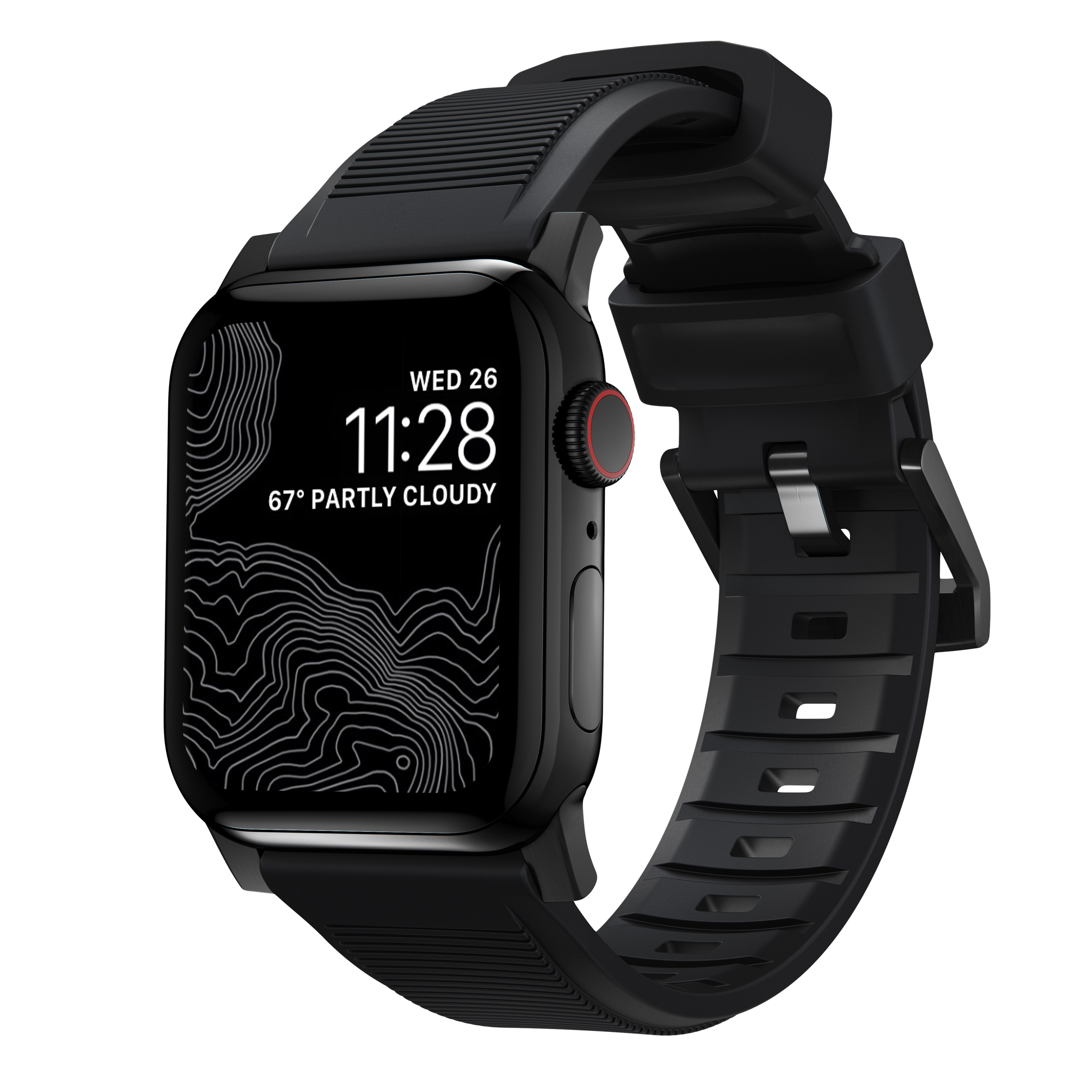 Apple Watch SE 44mm Rugged Band Black (Black Hardware)