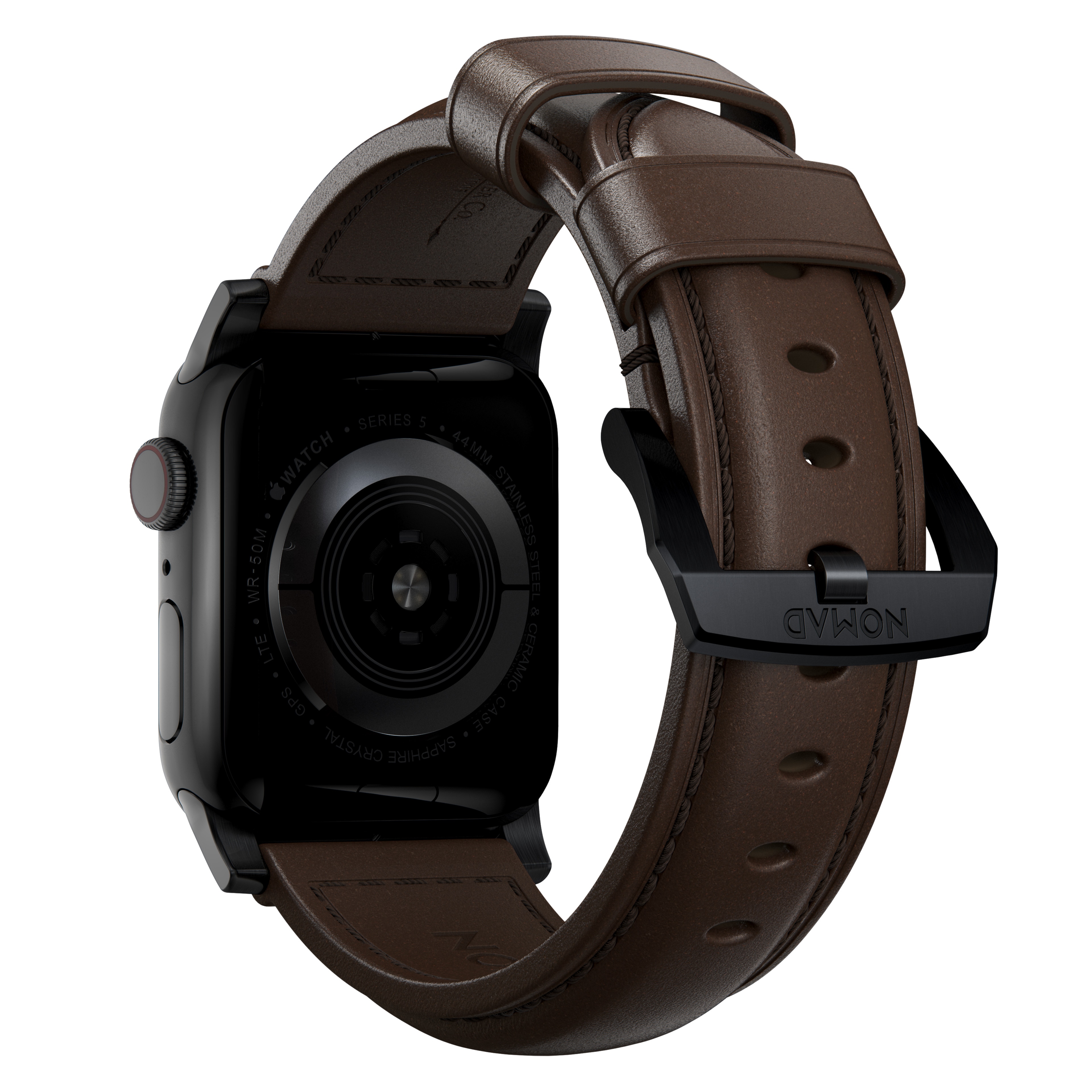 Apple Watch 44mm Traditional Band Rustic Brown (Black Hardware)