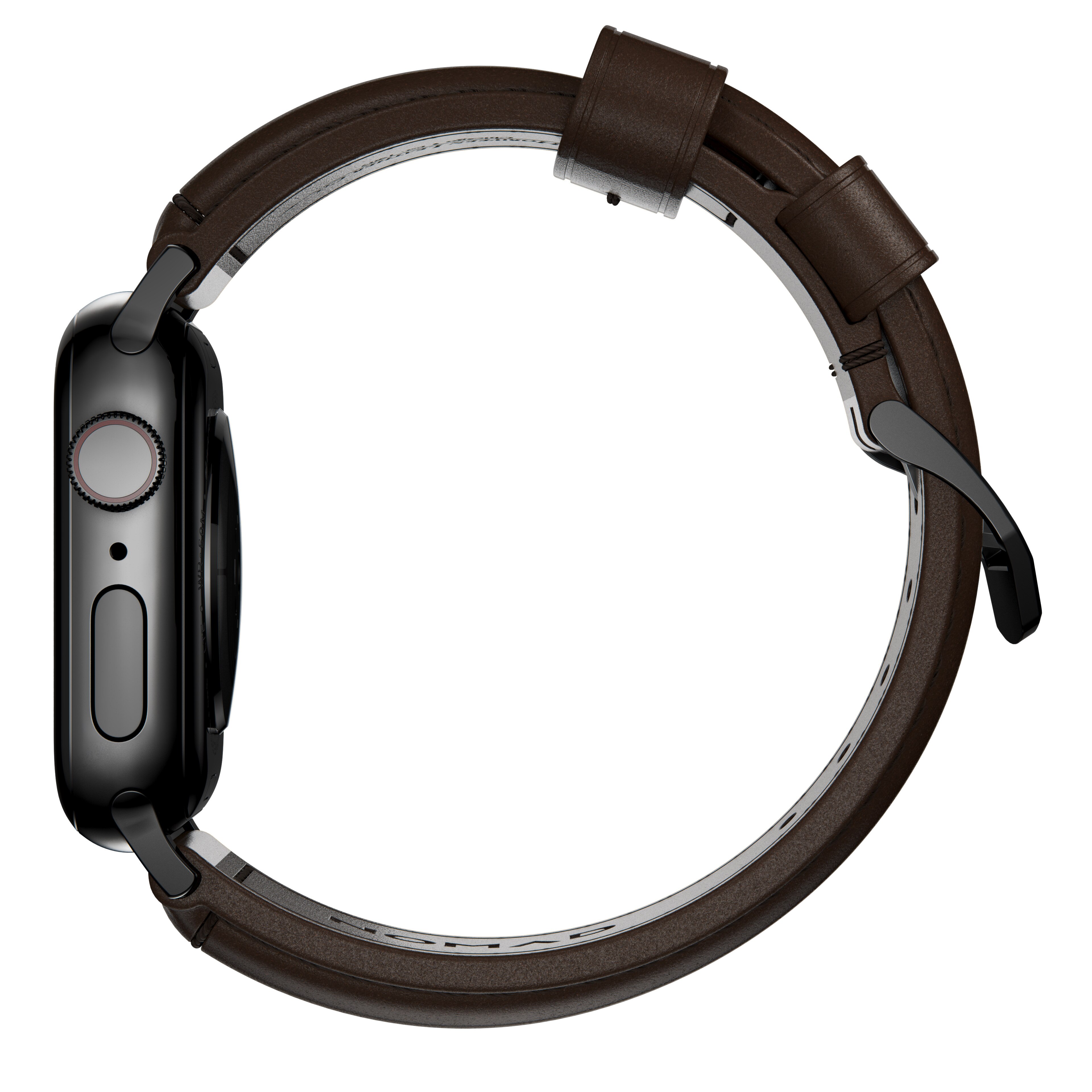 Apple Watch 44mm Traditional Band Rustic Brown (Black Hardware)