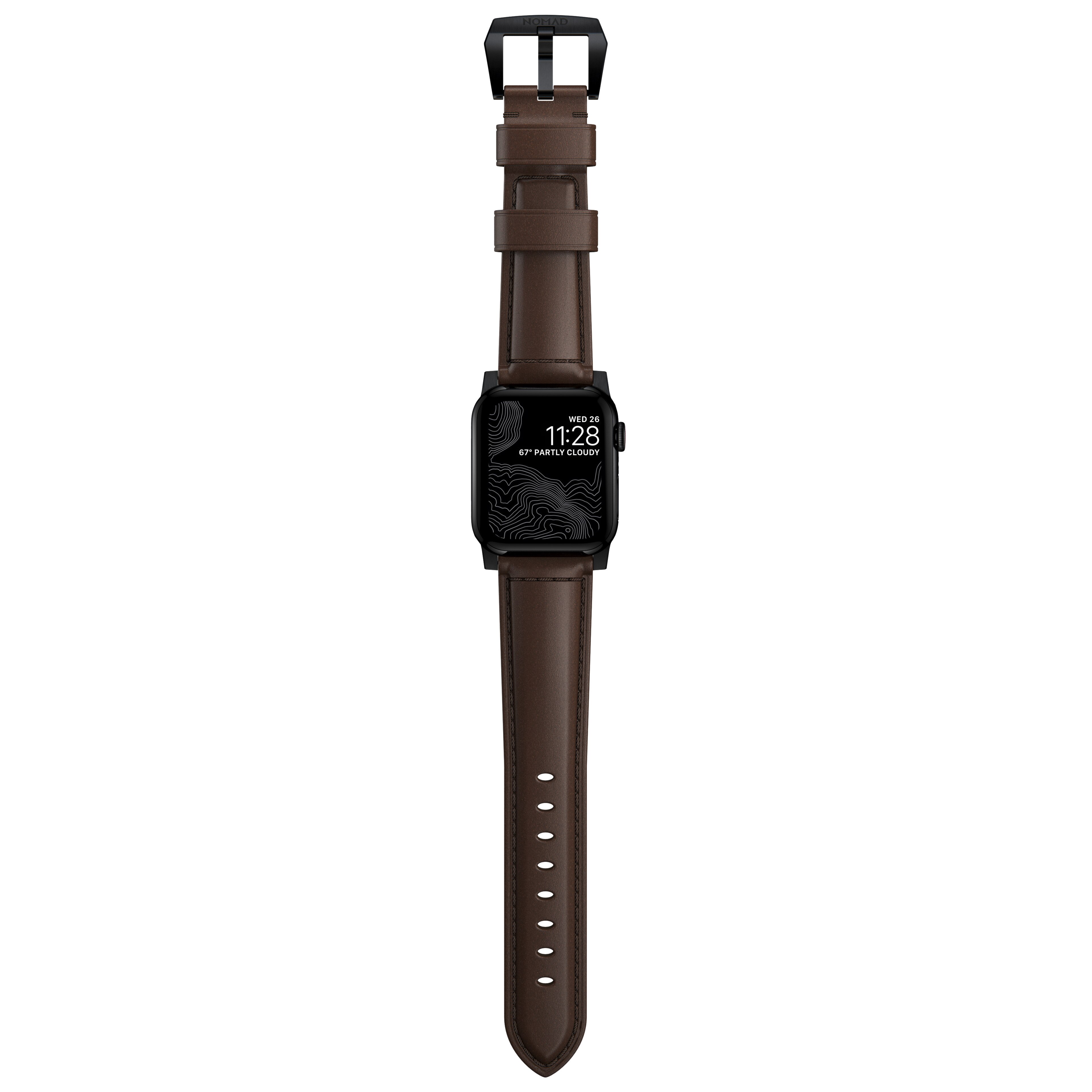 Apple Watch 44mm Traditional Band Rustic Brown (Black Hardware)