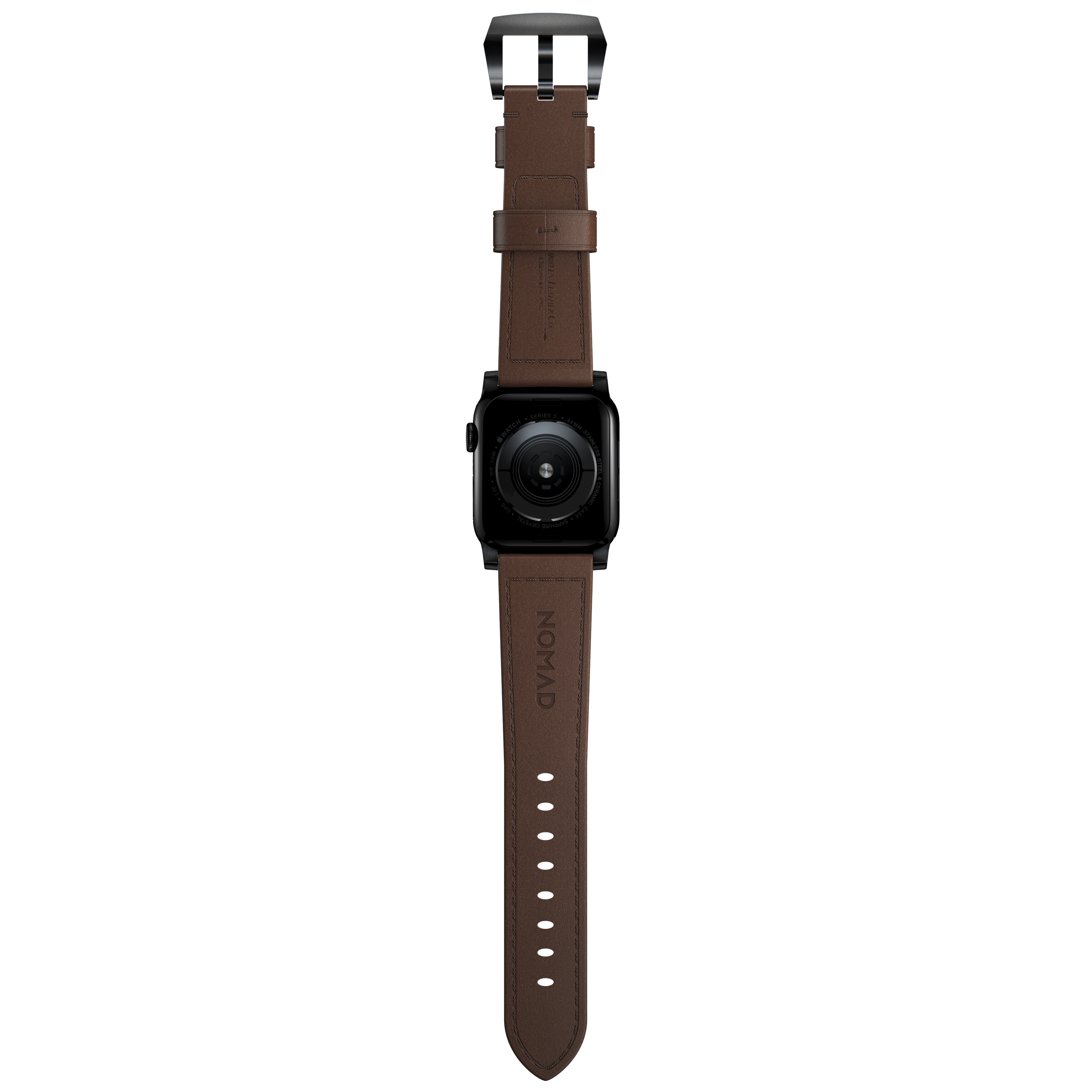 Apple Watch 44mm Traditional Band Rustic Brown (Black Hardware)