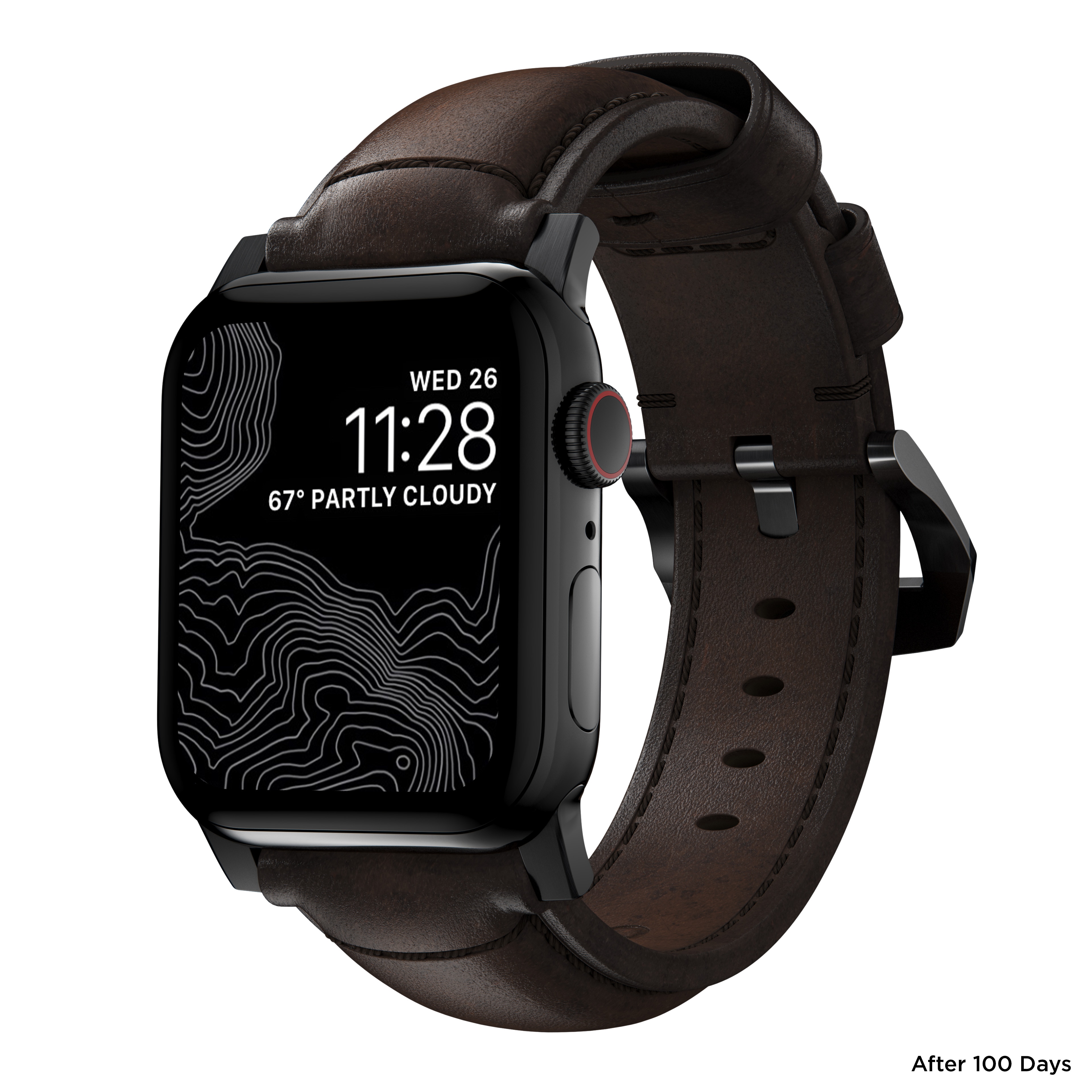 Apple Watch 42mm Traditional Band Rustic Brown (Black Hardware)