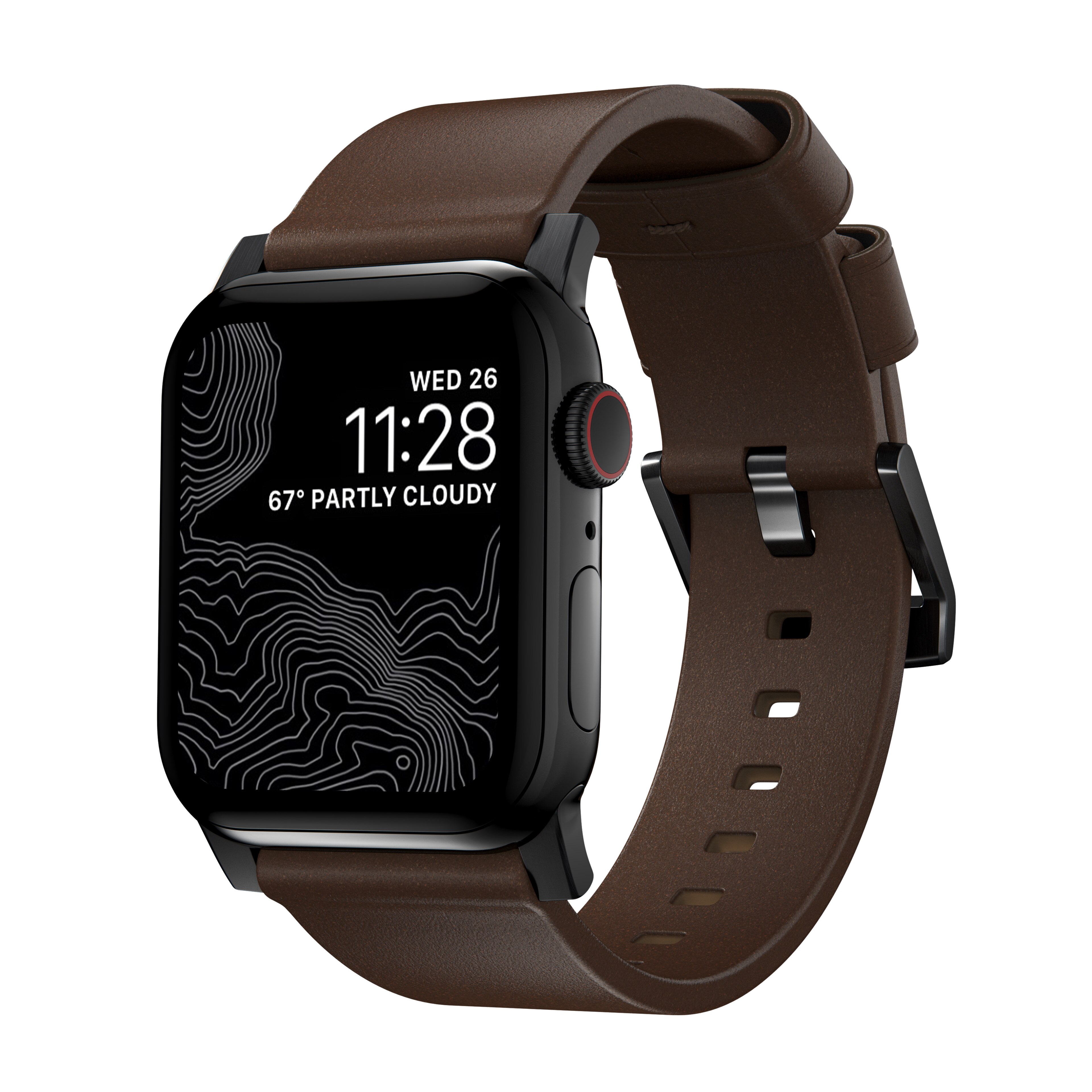 Apple Watch 41mm Series 7 Modern Band Horween Leather Rustic Brown (Black Hardware)