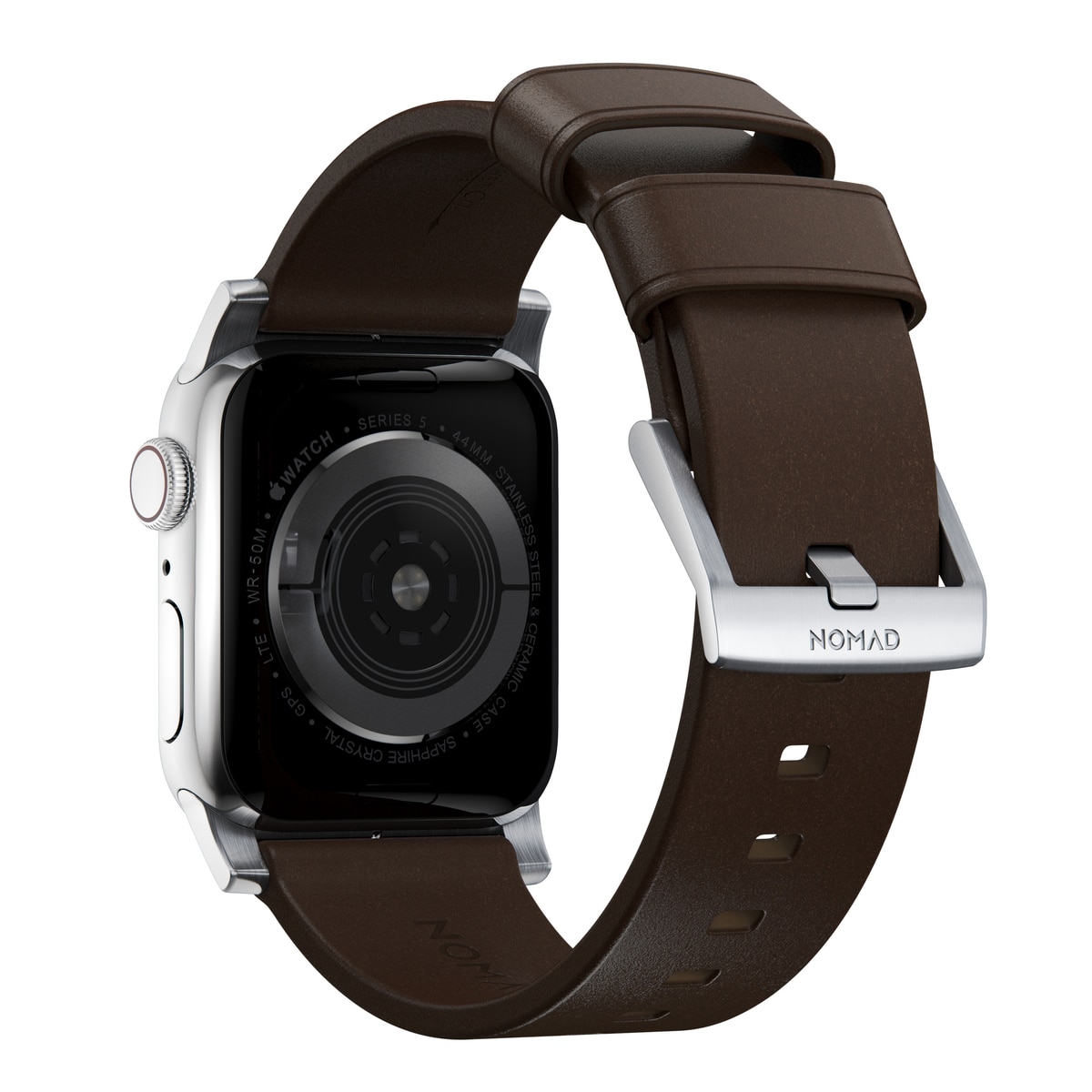 Apple Watch 44mm Modern Band Horween Leather Rustic Brown (Silver Hardware)