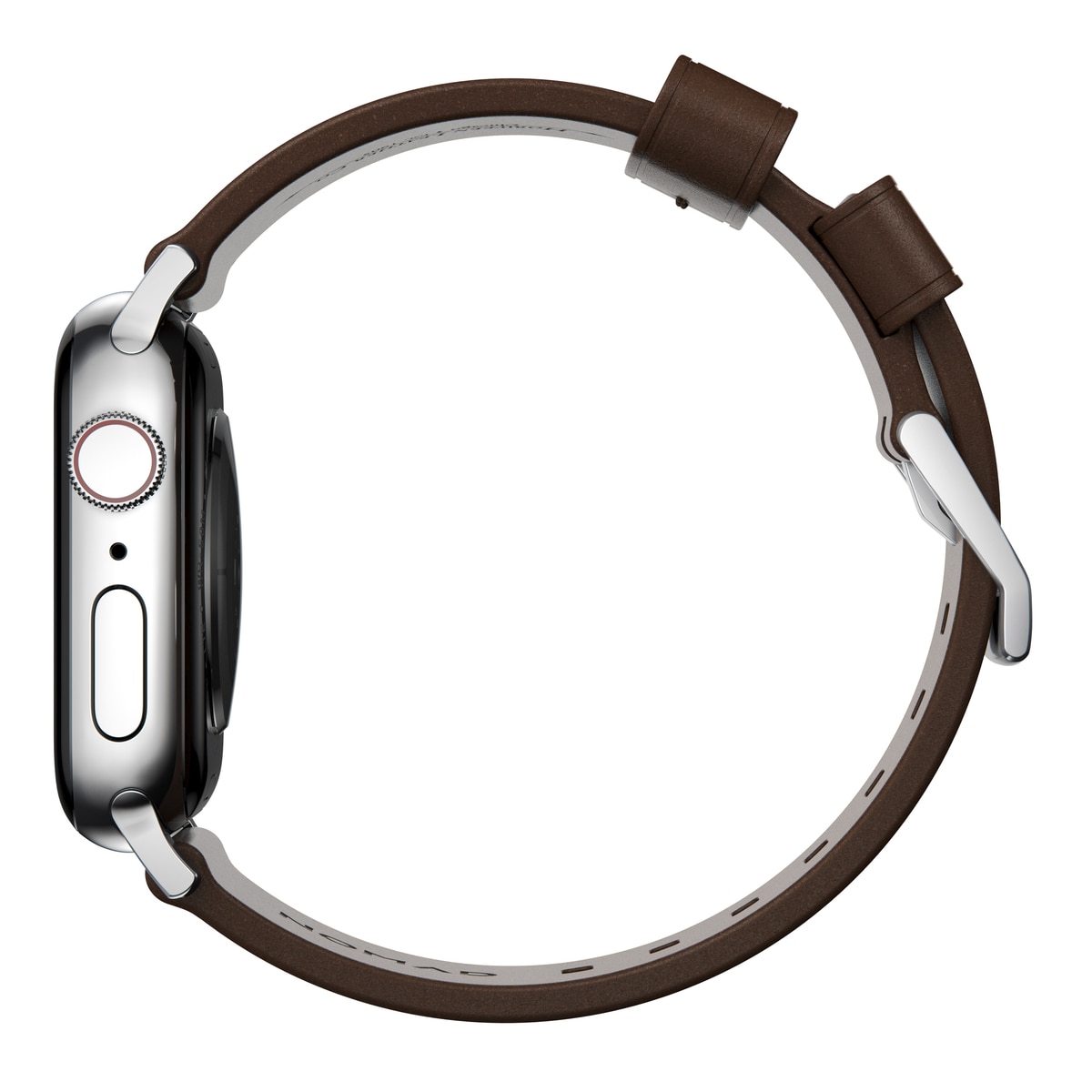 Apple Watch 44mm Modern Band Horween Leather Rustic Brown (Silver Hardware)