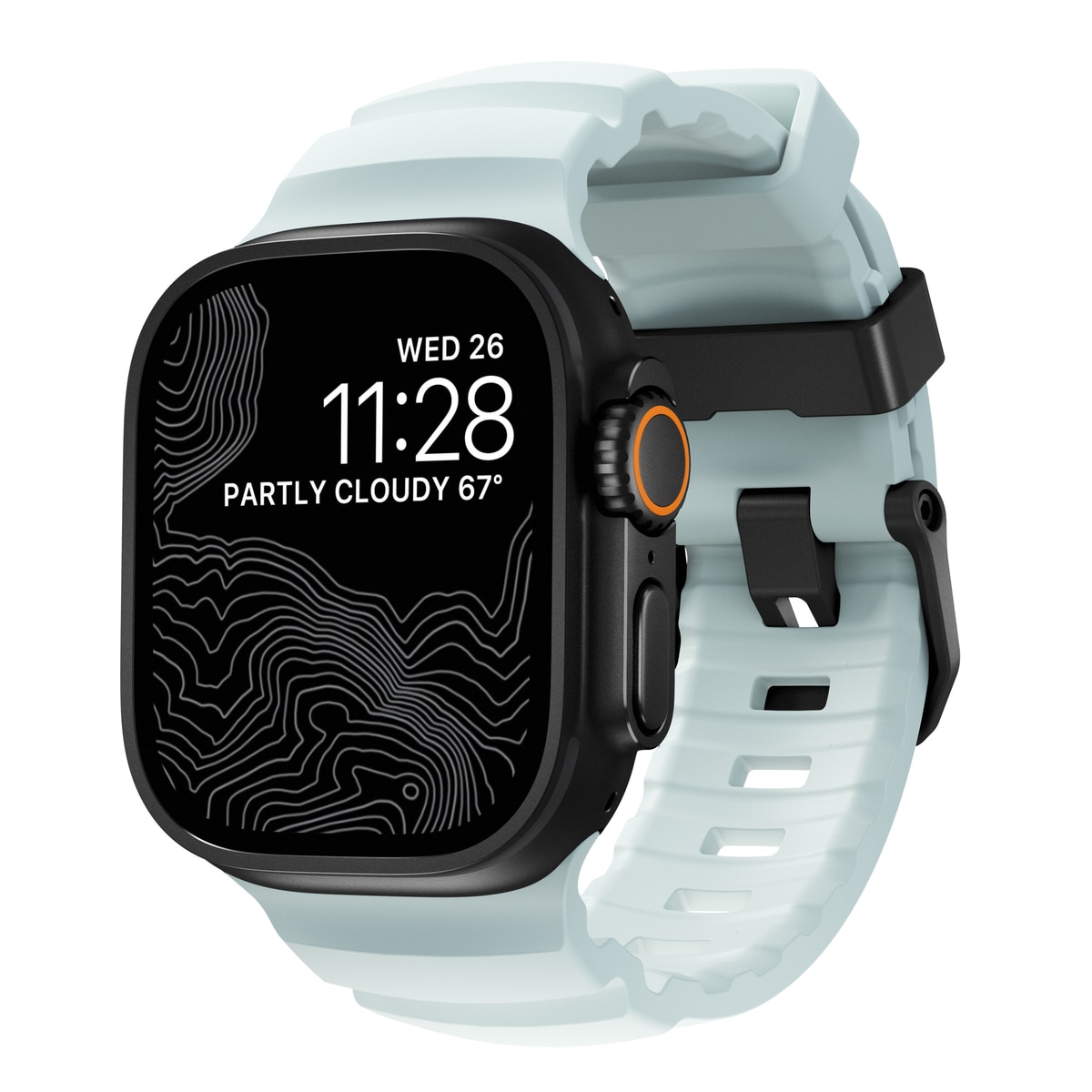 Apple Watch Series 10 46mm Rocky Point Band Icy Blue Glow (Black Hardware) - Limited edition