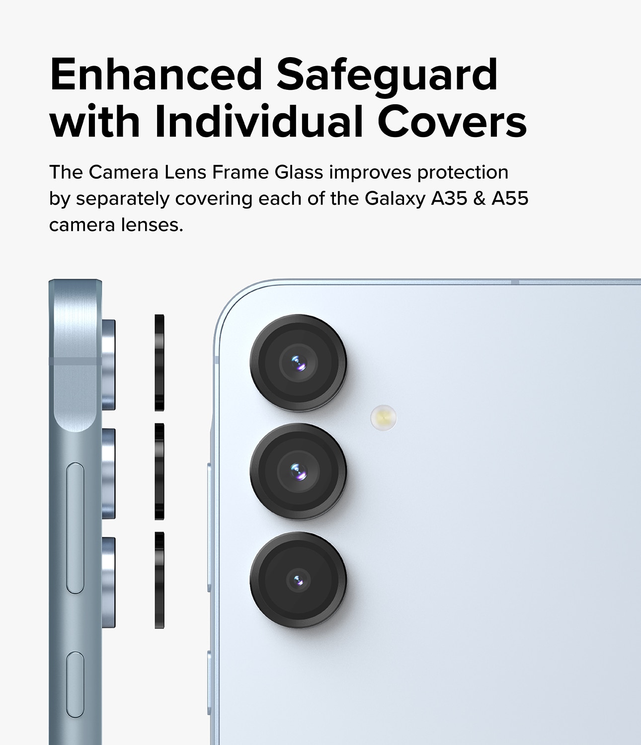 Samsung Galaxy A55 Camera Lens Frame Glass Black