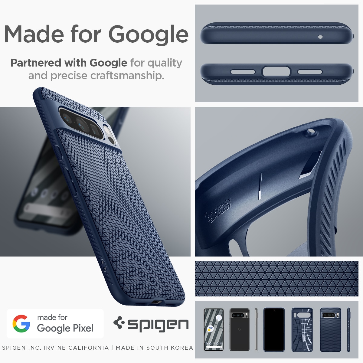 Spigen Google Pixel 8 Pro Case Liquid Air Navy Blue
