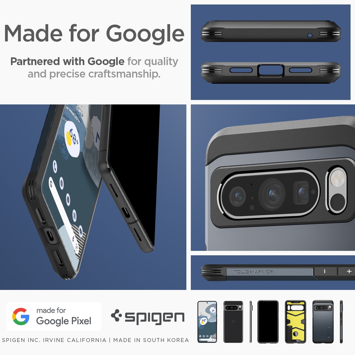 Google Pixel 8 Pro Case Tough Armor Metal Slate