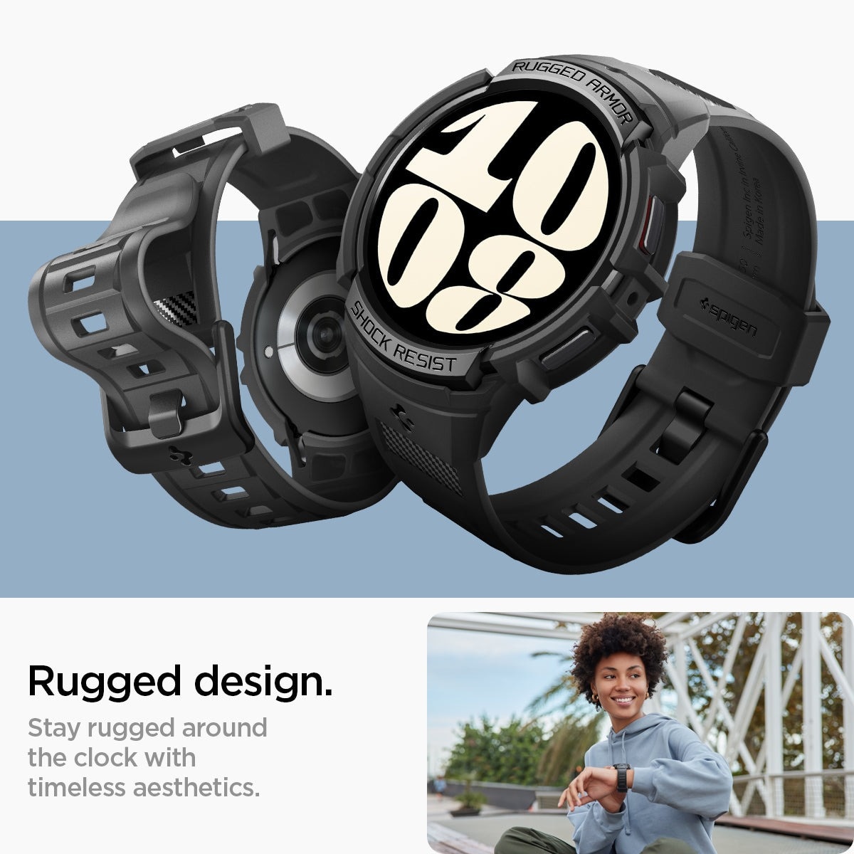 Samsung Galaxy Watch 6 44mm Case Rugged Armor Pro Black