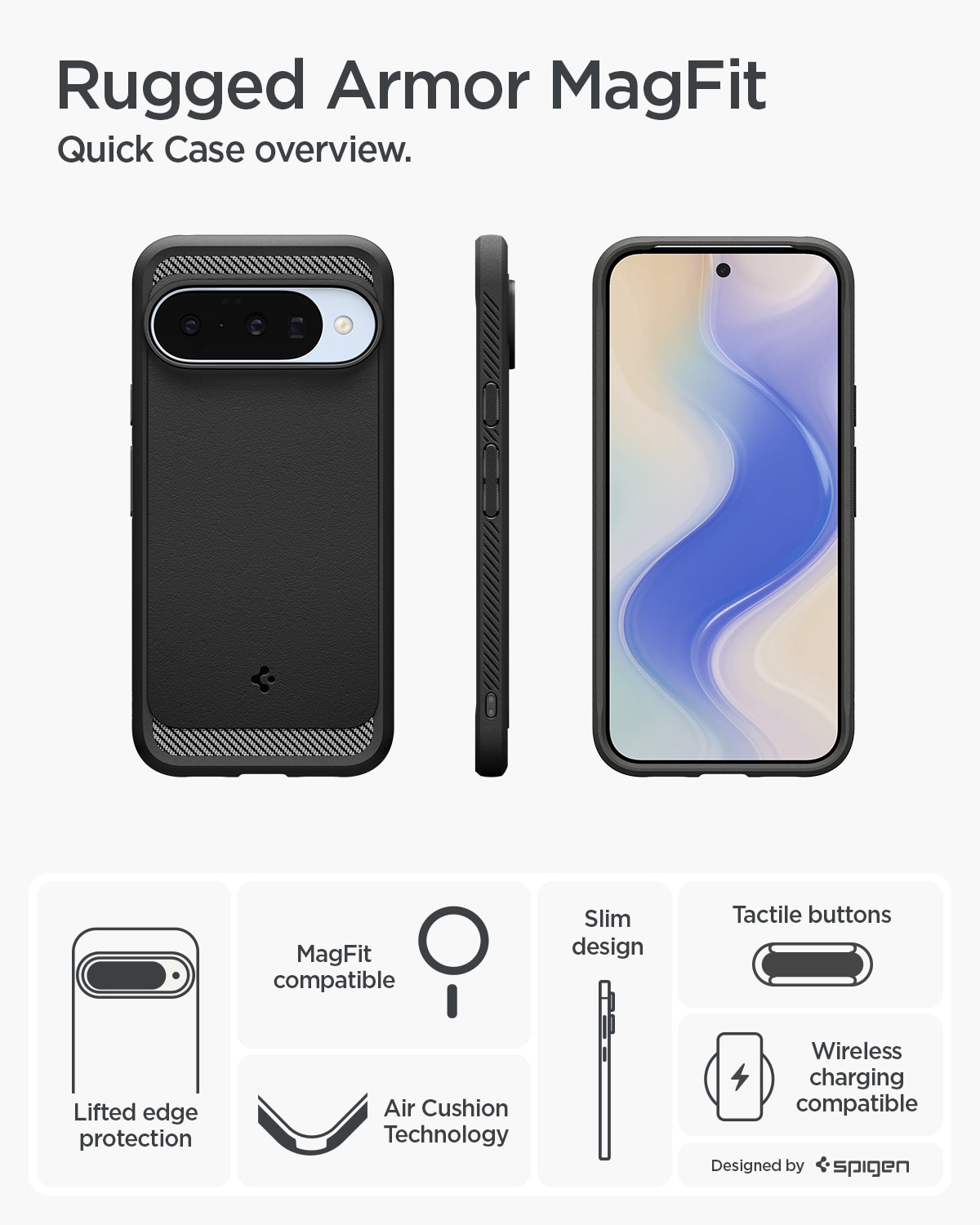 Google Pixel 10 Case Rugged Armor MagSafe Black