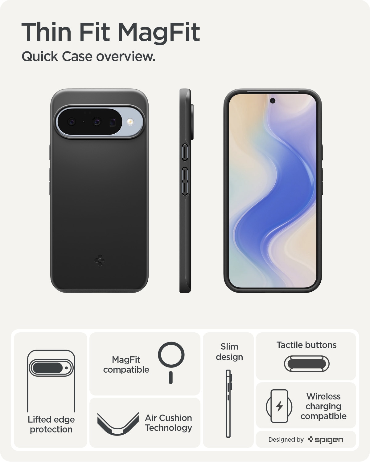 Google Pixel 10 Pro Case Thin Fit MagSafe Black