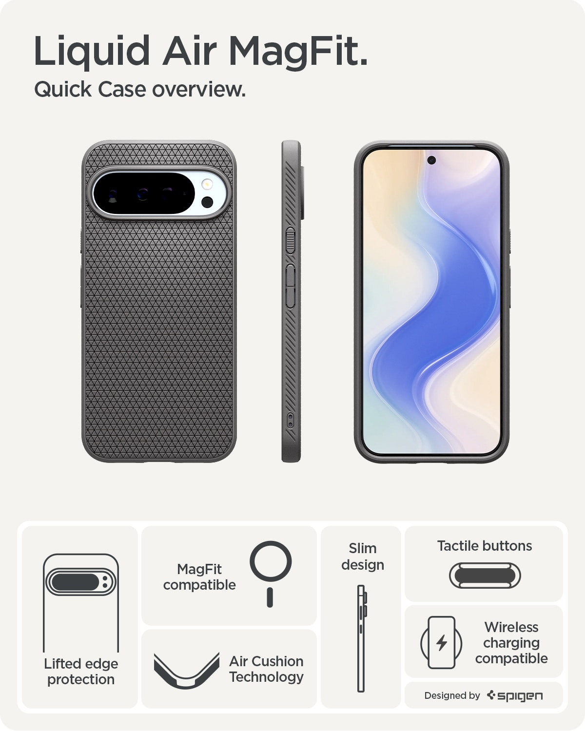 Google Pixel 10 Pro XL Case Liquid Air MagSafe Marble Gray