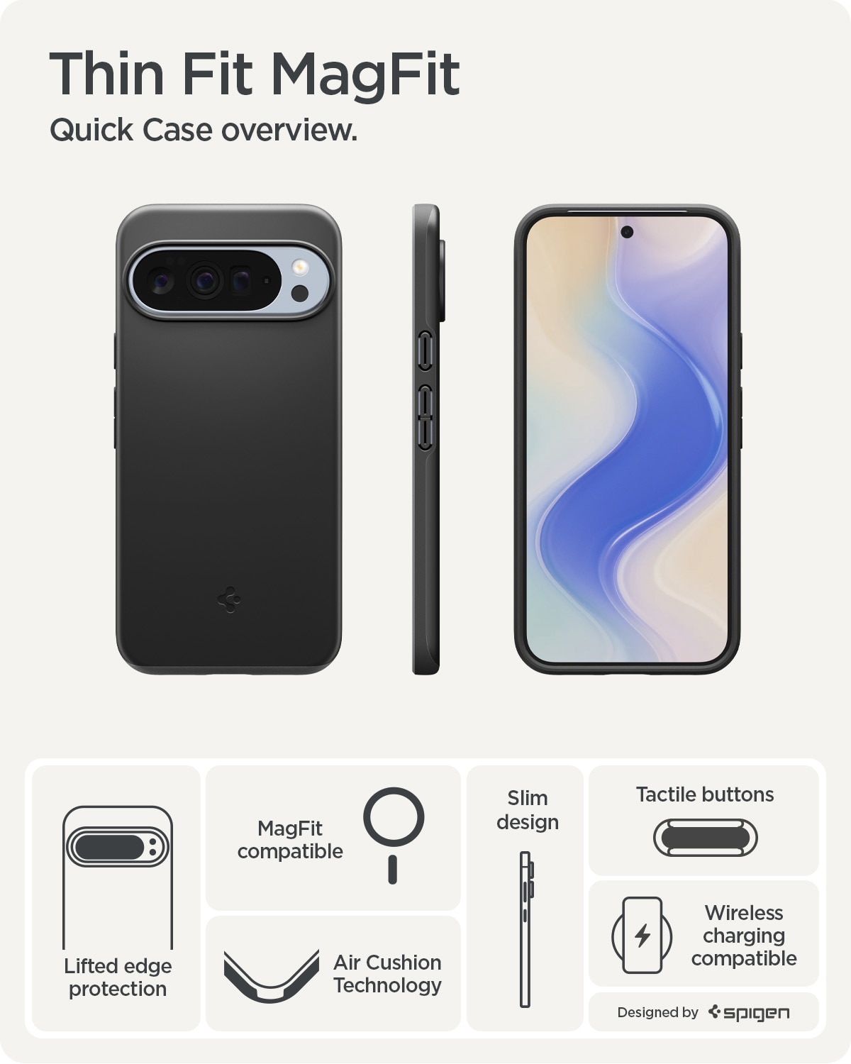 Google Pixel 10 Pro XL Case Thin Fit MagSafe Black