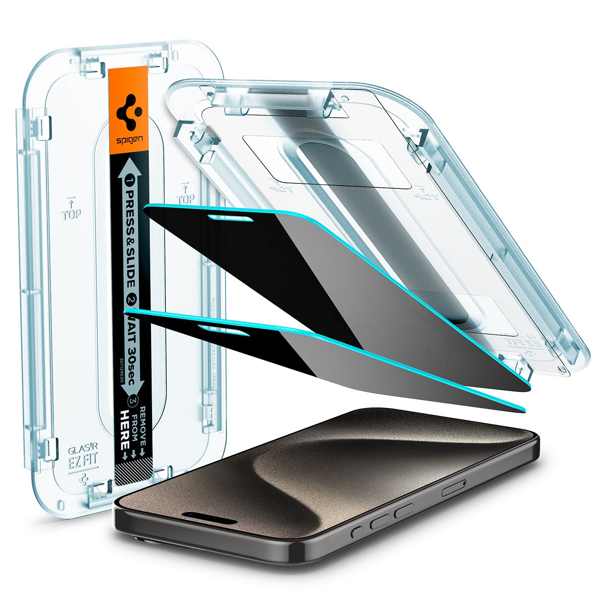 Spigen iPhone 15 Pro Max Screen Protector Privacy GLAS.tR EZ Fit