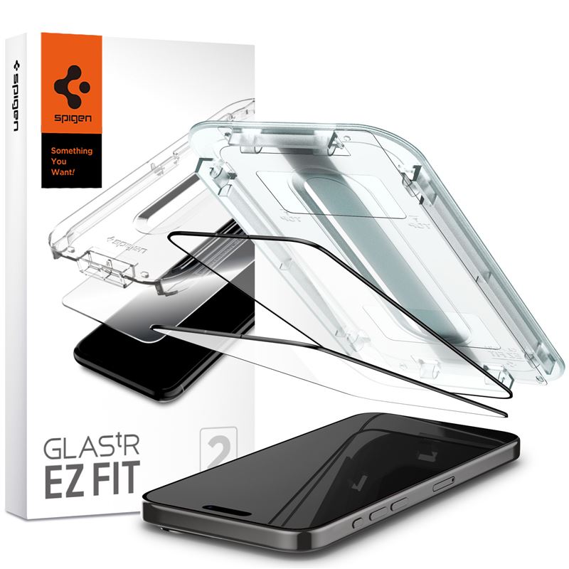 iPhone 15 Pro Screen Protector GLAS.tR Full Cover EZ Fit (2-pack) Black