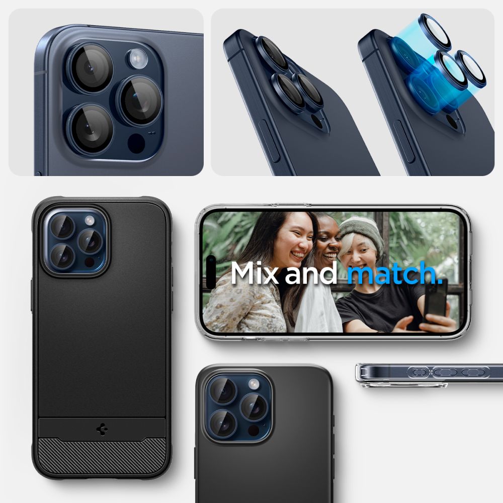 iPhone 15 Pro Max EZ Fit Optik Pro Lens Protector  Blue Titanium