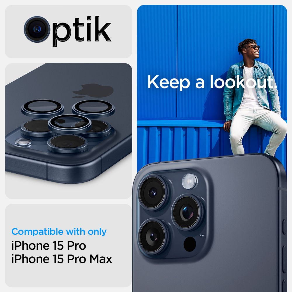 iPhone 14 Pro Max EZ Fit Optik Pro Lens Protector  Blue Titanium